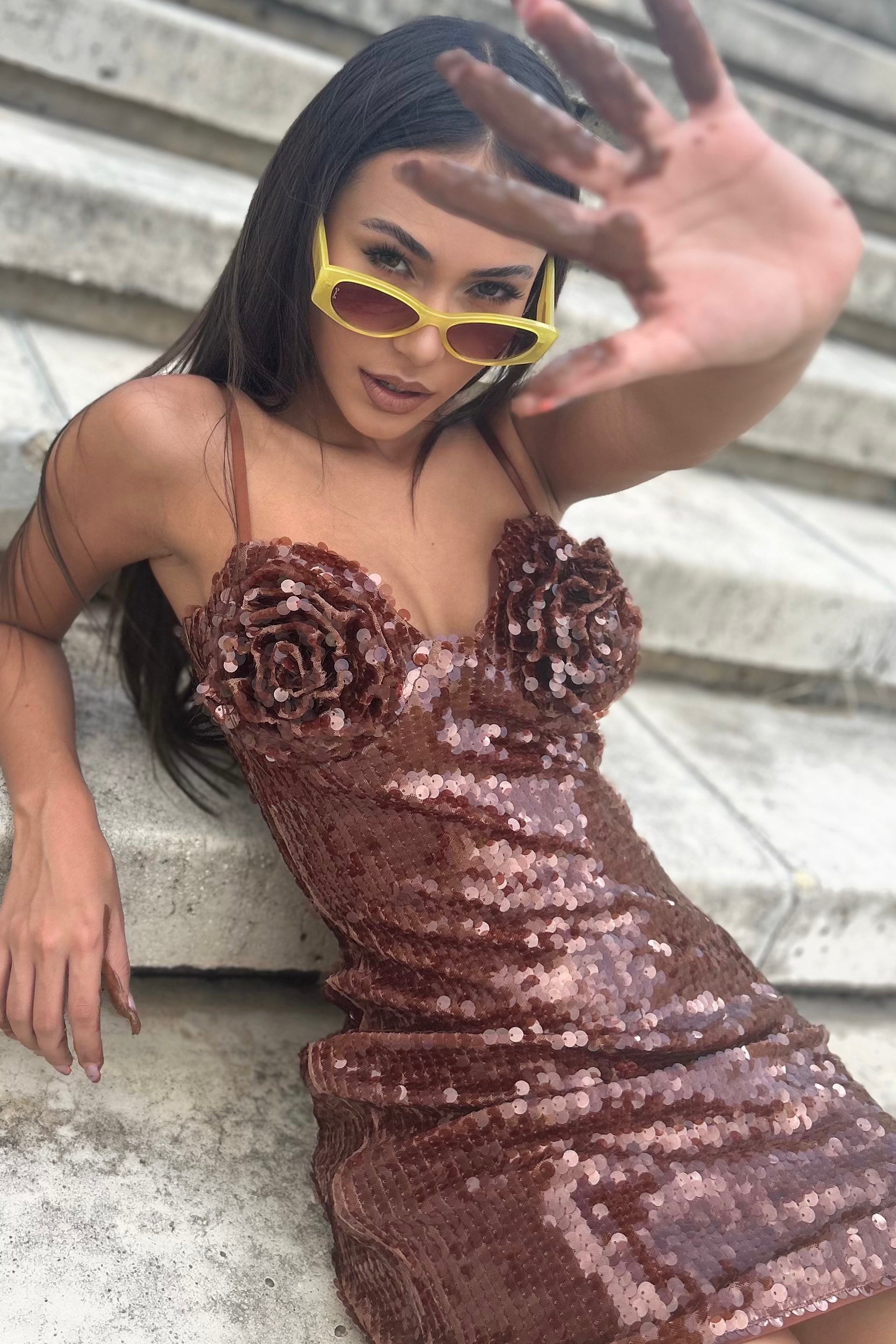 KAMIKO SEQUIN CHOCO DRESS