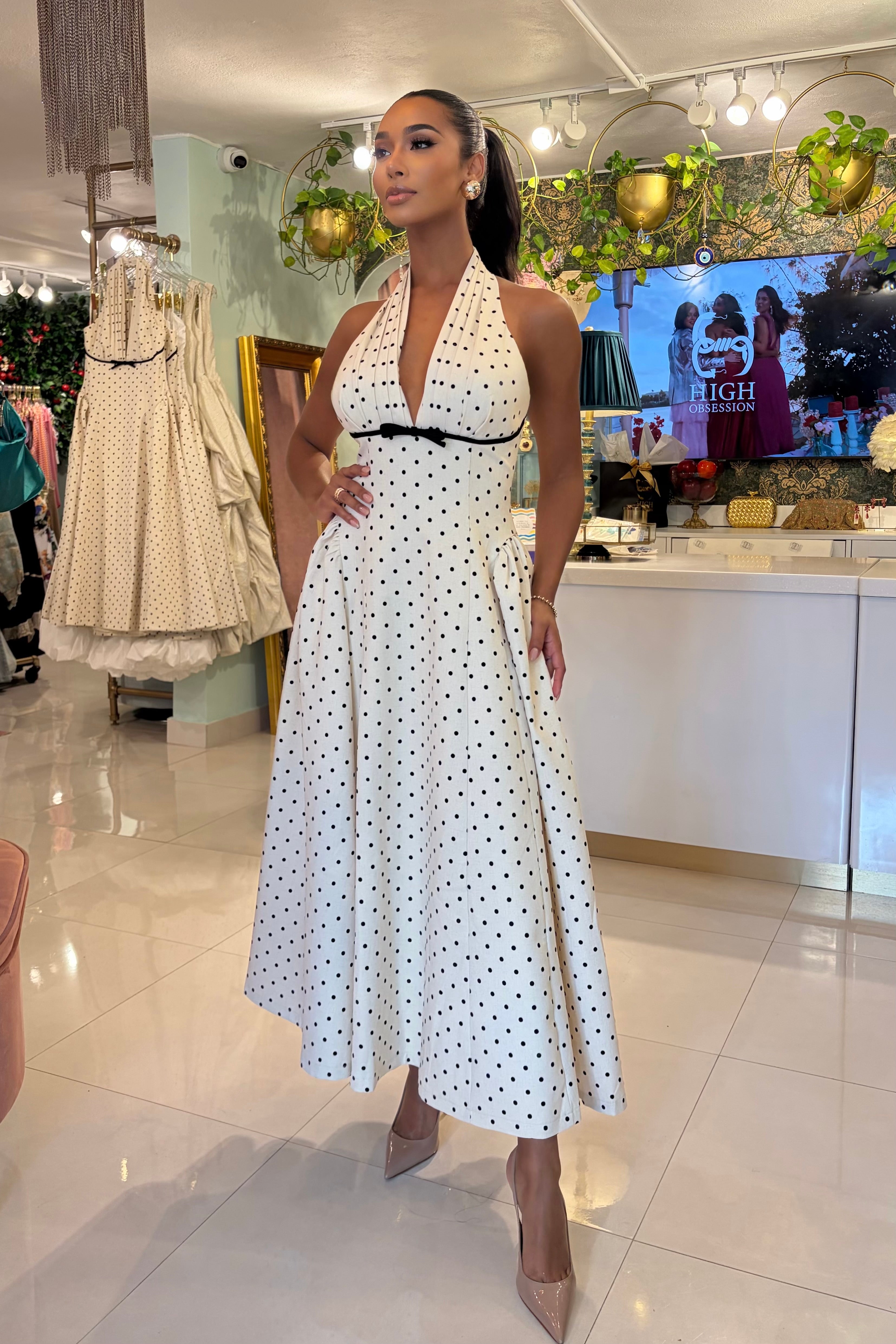 IDALIZ BLACK DOT MAXI DRESS