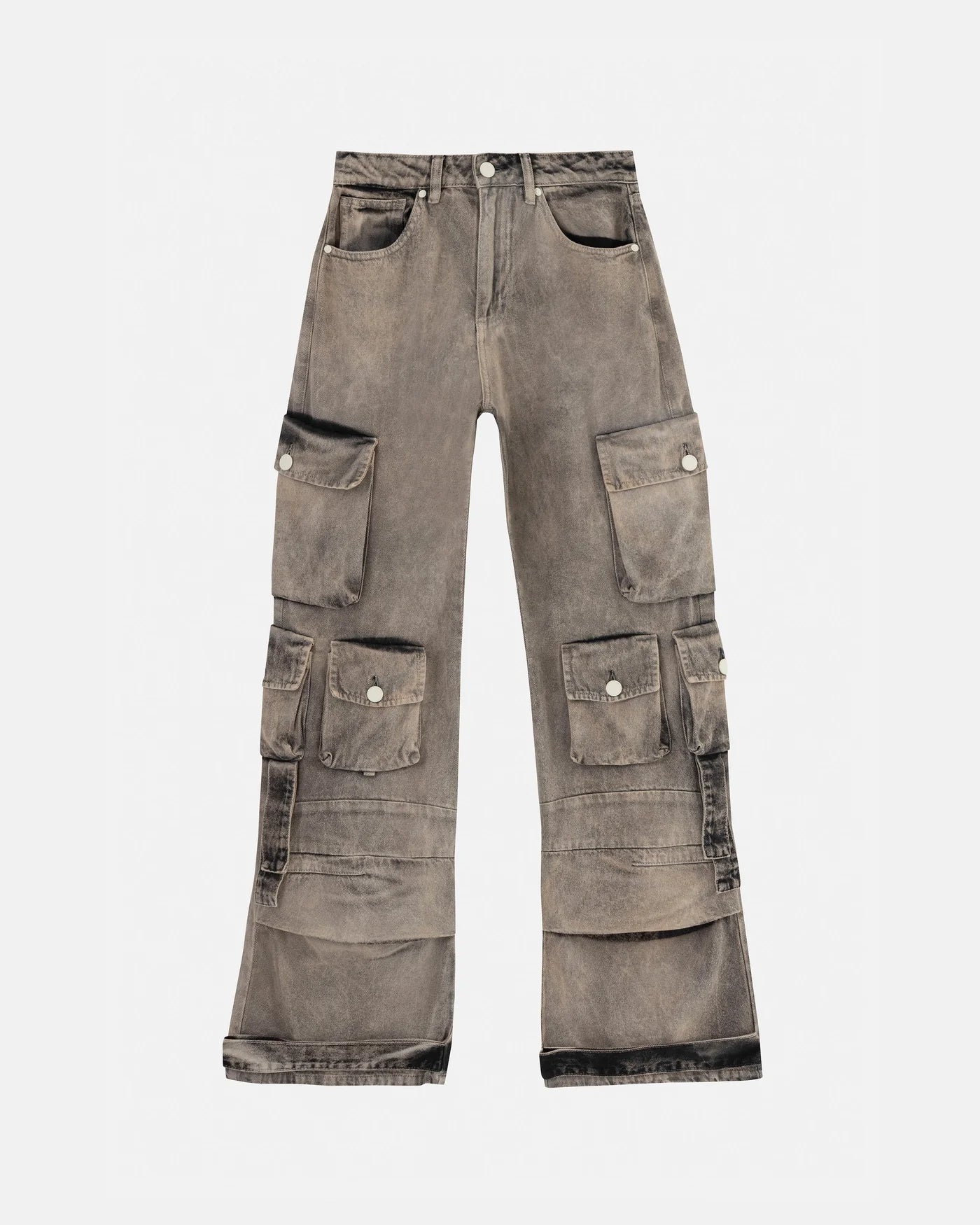 W BASIC MULTI-POCKET CARGO JEAN WASHED BROWN