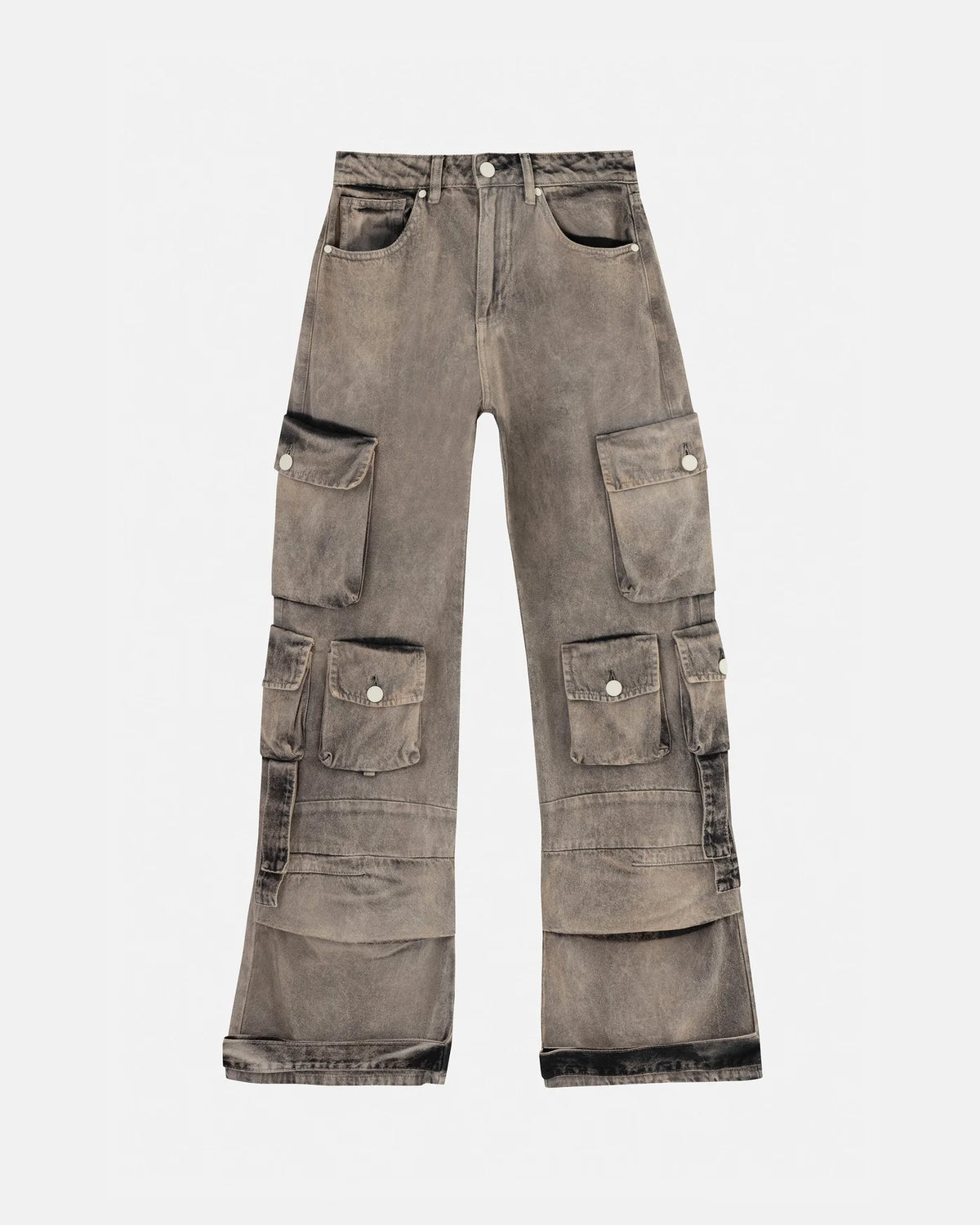 W BASIC MULTI-POCKET CARGO JEAN WASHED BROWN