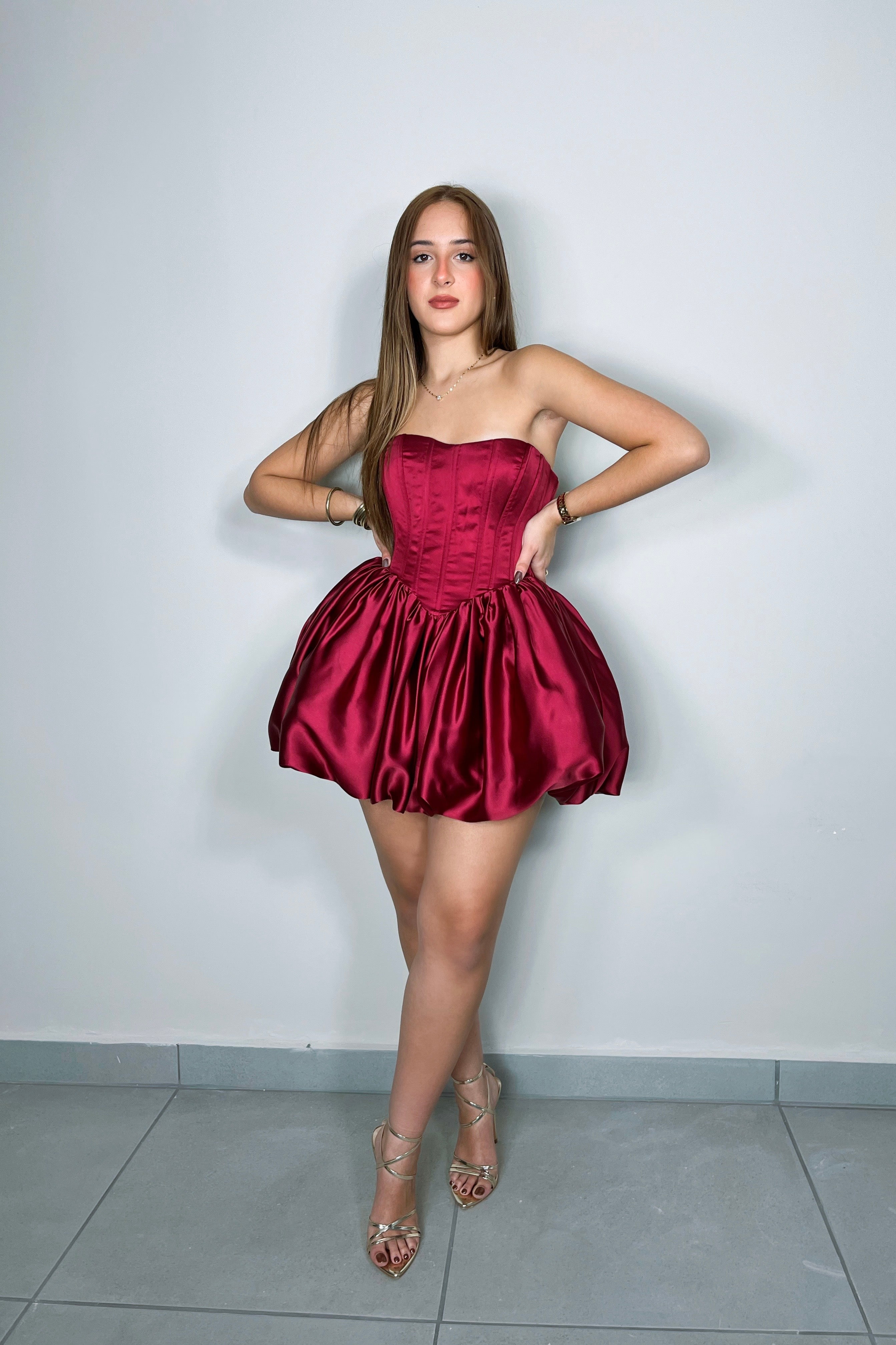 ALESSIA BALLOON PUFF WINE DRESS