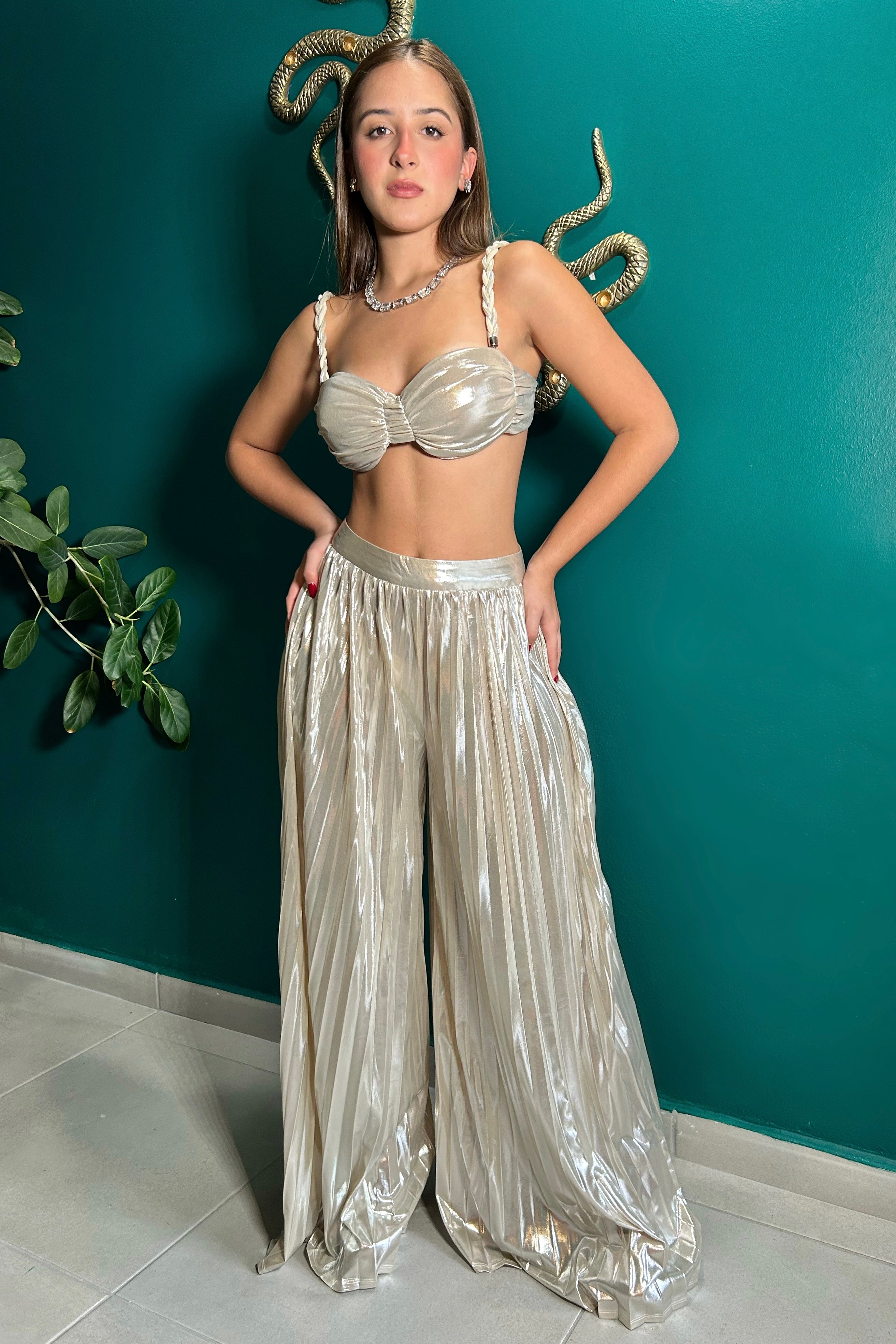 SAMANTHA PALAZZO METALIC SET
