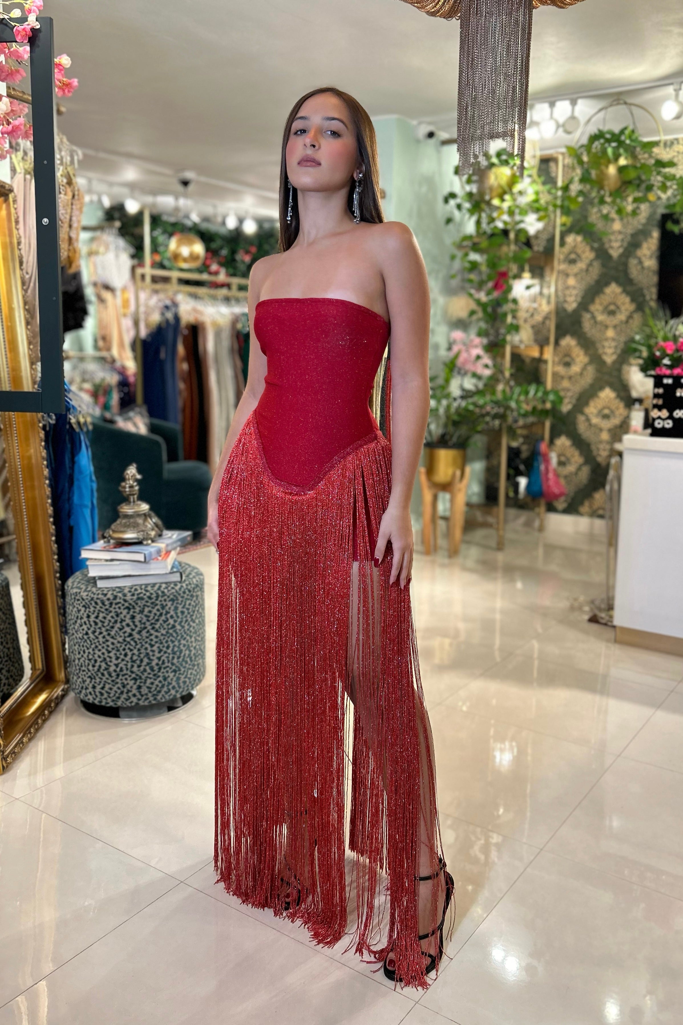 YARA BANDAGE TUBE FRINGE ROMPER