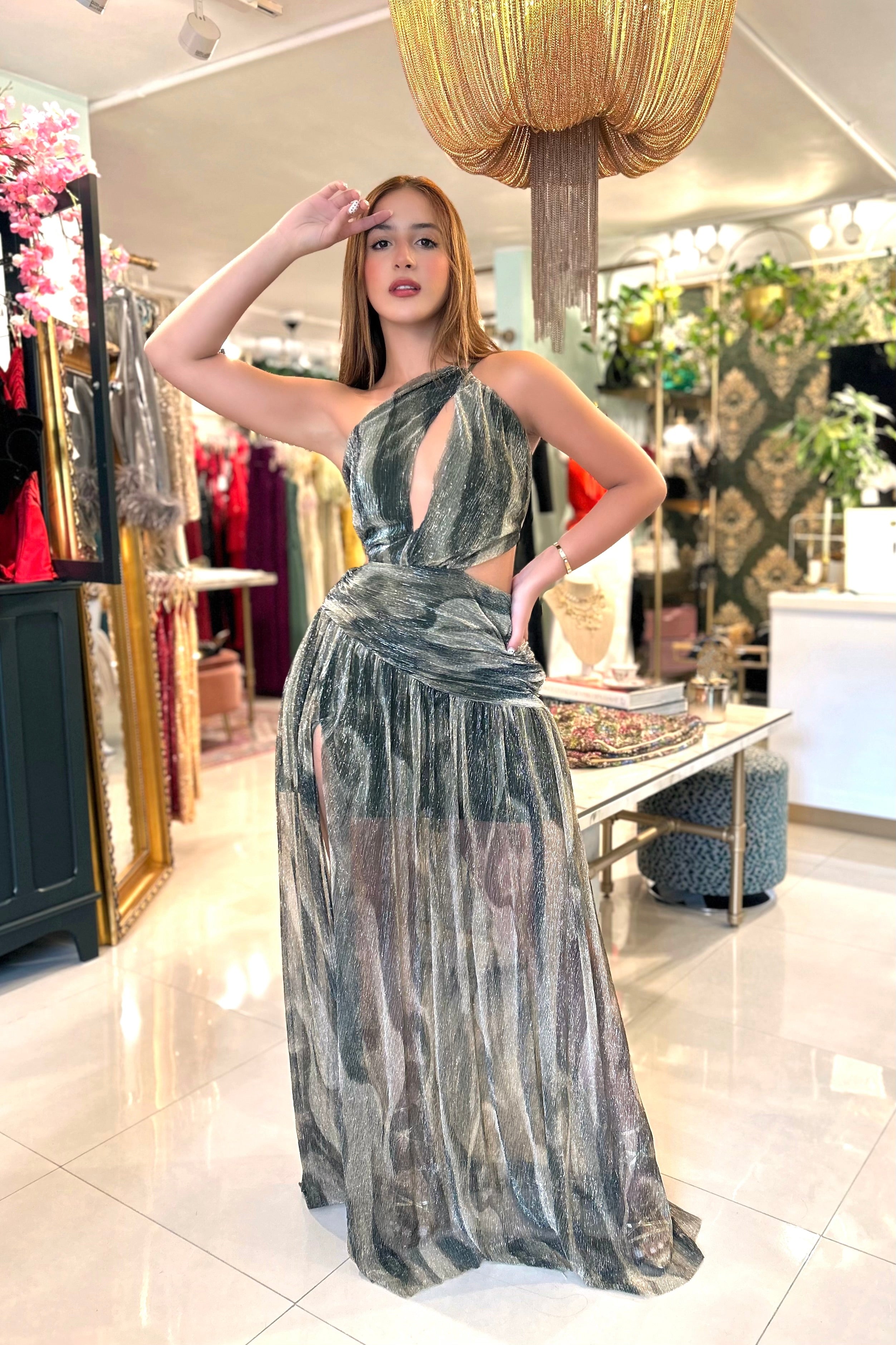 ELORA METALIC MAXI DRESS