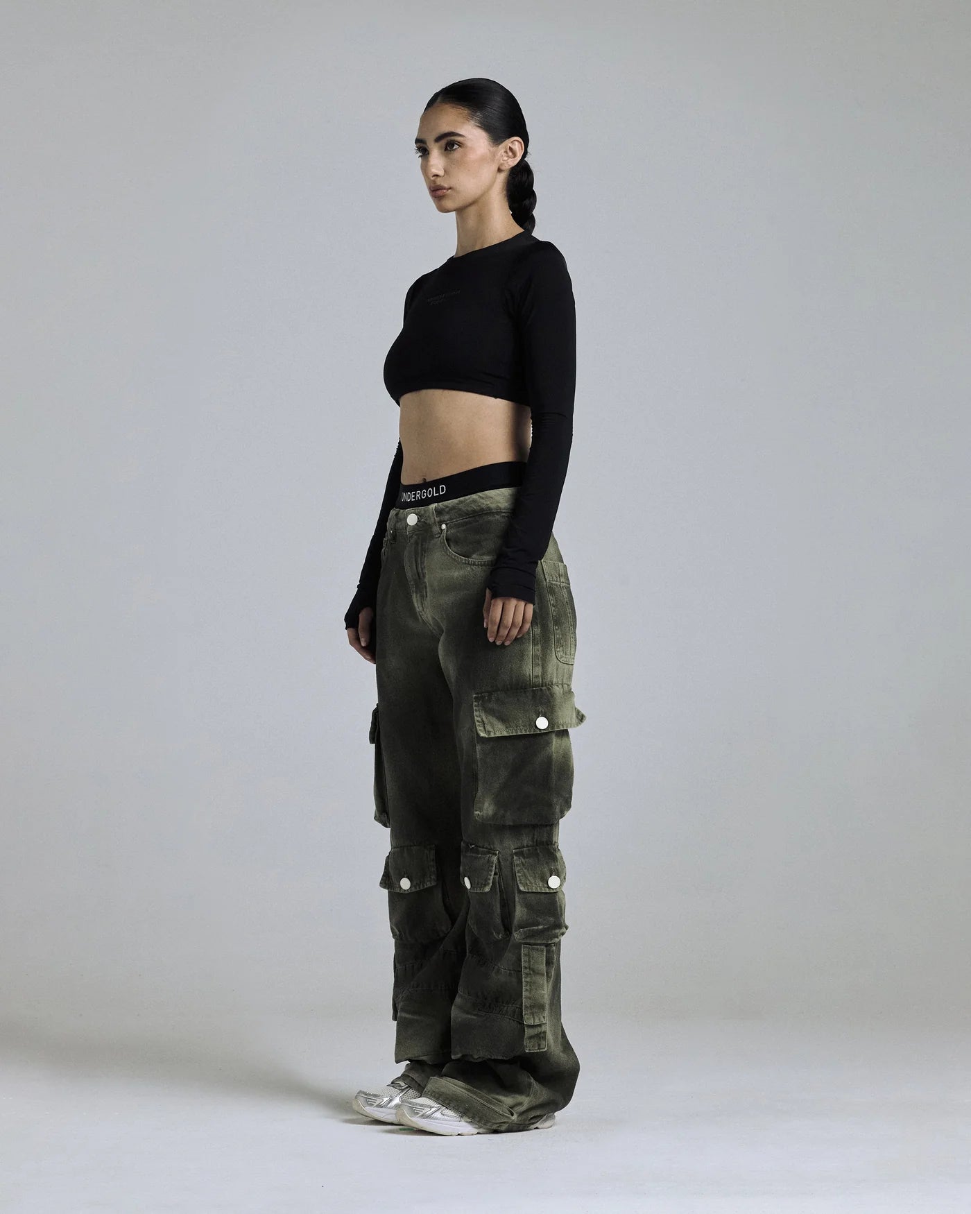 W BASIC MULTI-POCKET CARGO JEAN WASHED GREEN