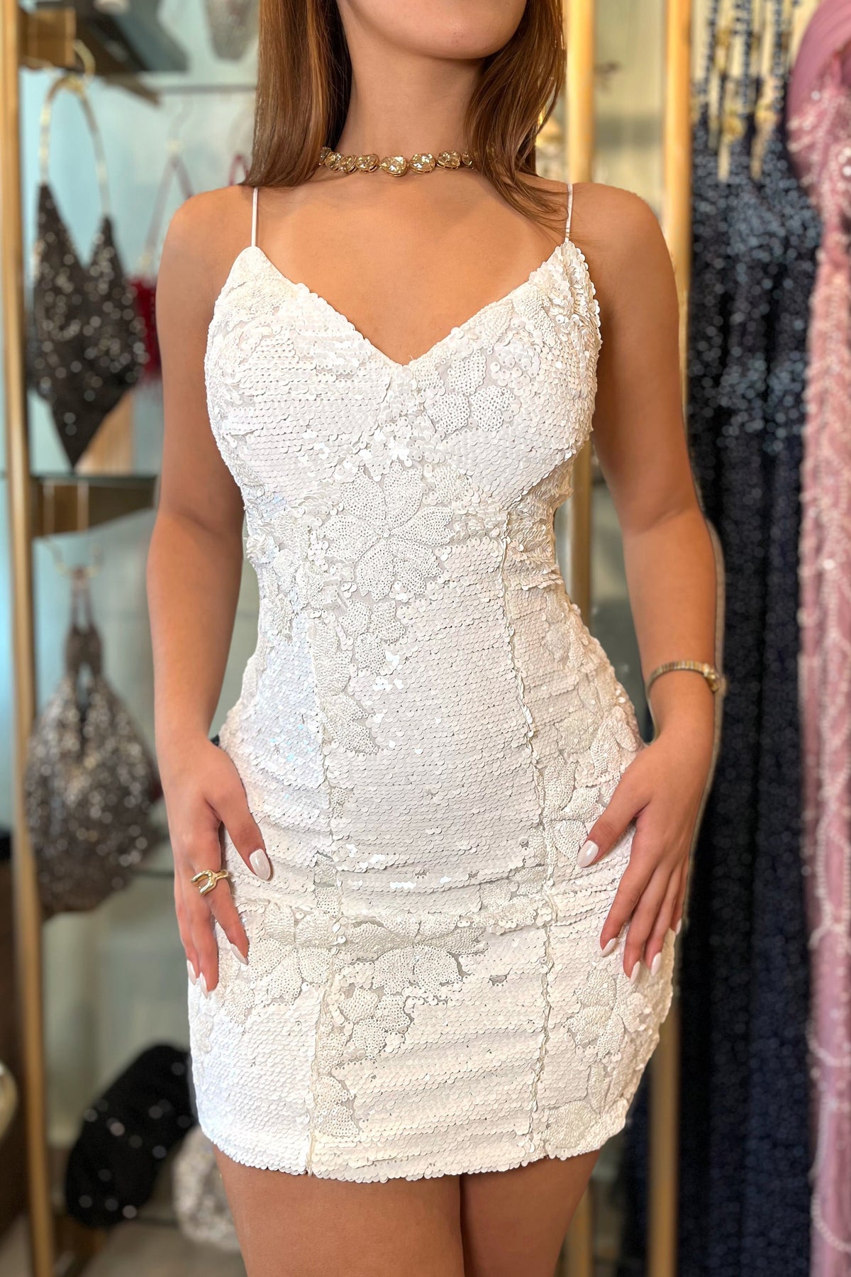 ELYN FLORAL SEQUIN MINI DRESS