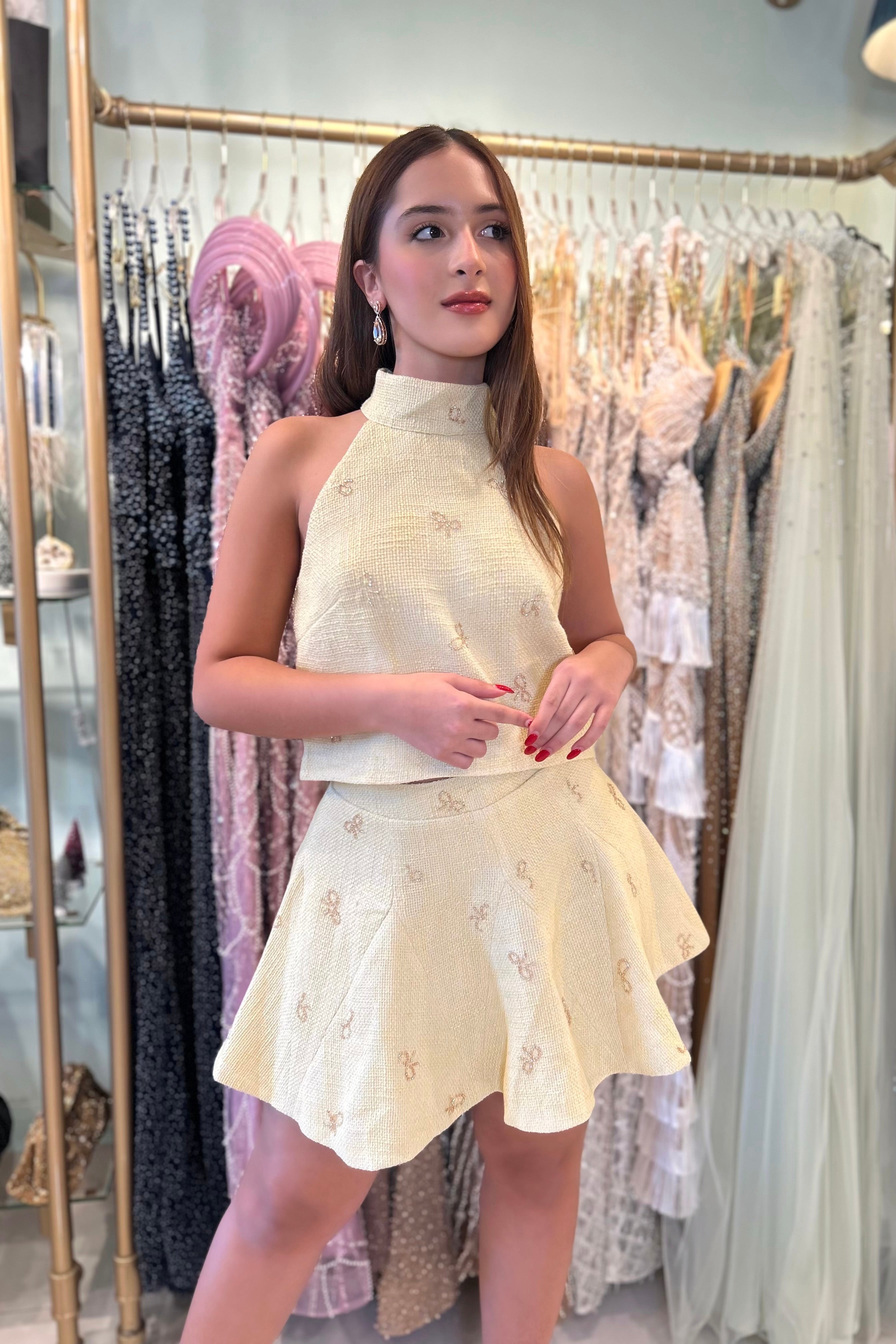 AMARY BOWS SKIRT SET