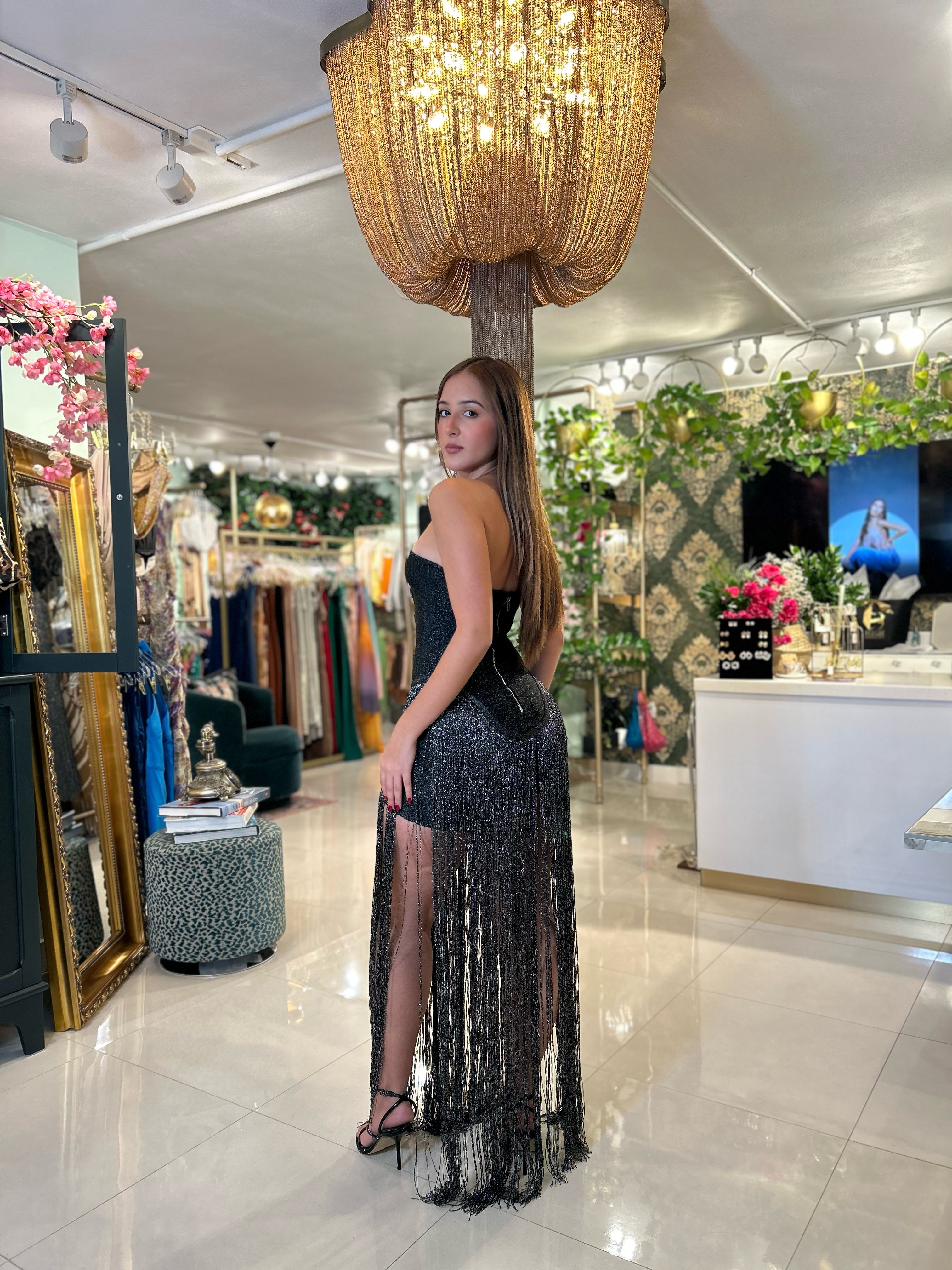 YARA BANDAGE TUBE FRINGE ROMPER