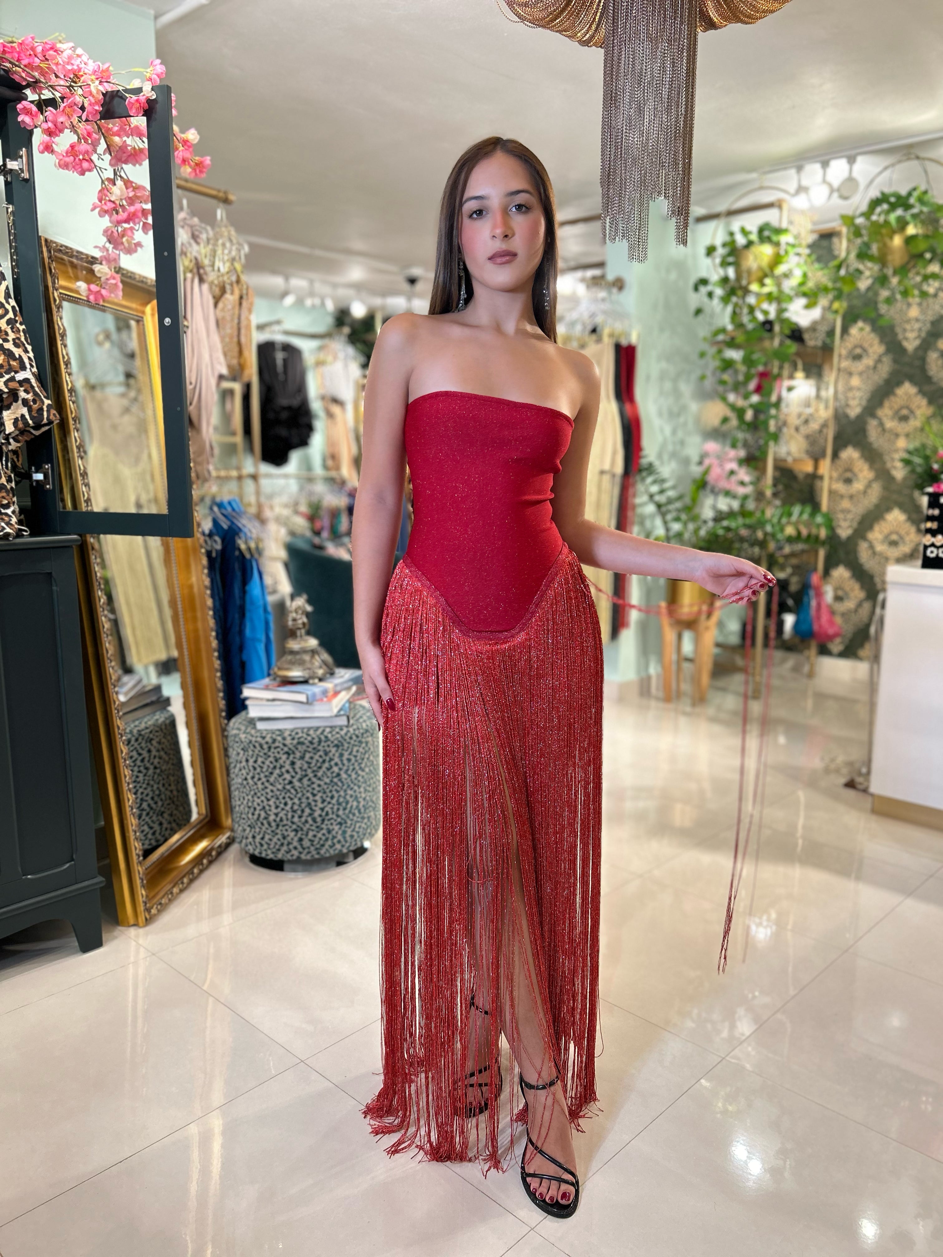 YARA BANDAGE TUBE FRINGE ROMPER