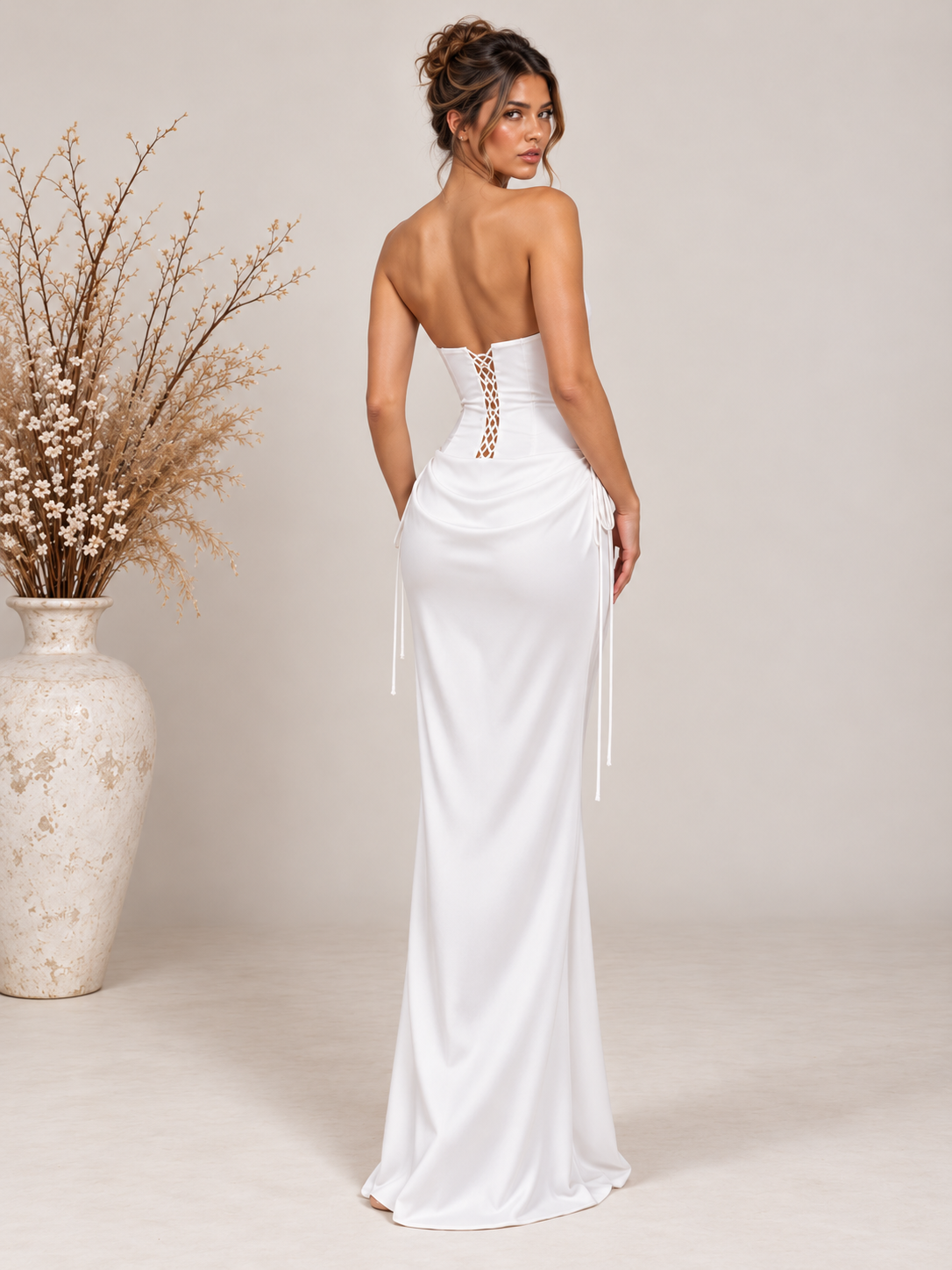 DREBELLA CORSET GOWN IN WHITE