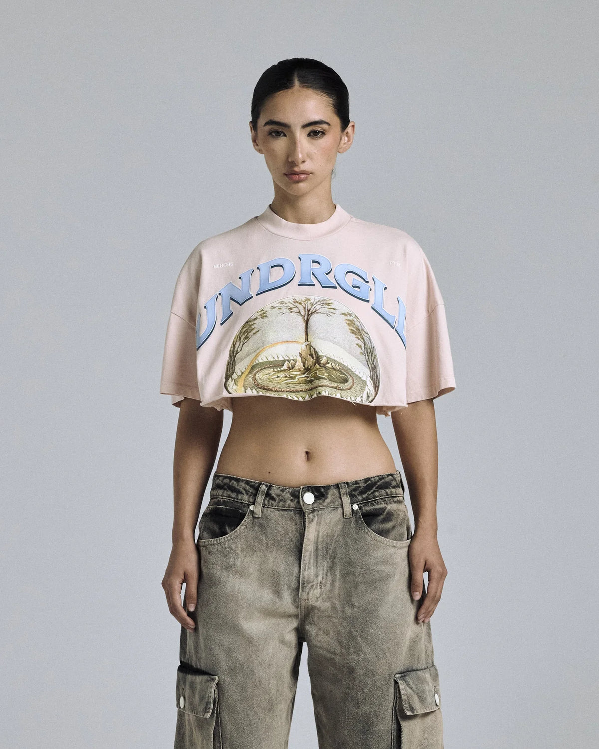 GENESIS PT02 TREE OF LIFE CROP TOP PASTEL PINK