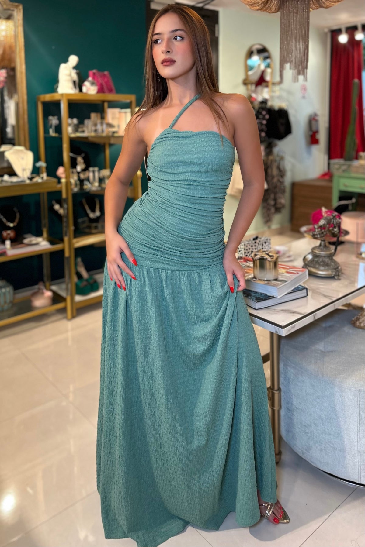 LUNÉA MAXI ASIMETRICAL OFF SHOULDER