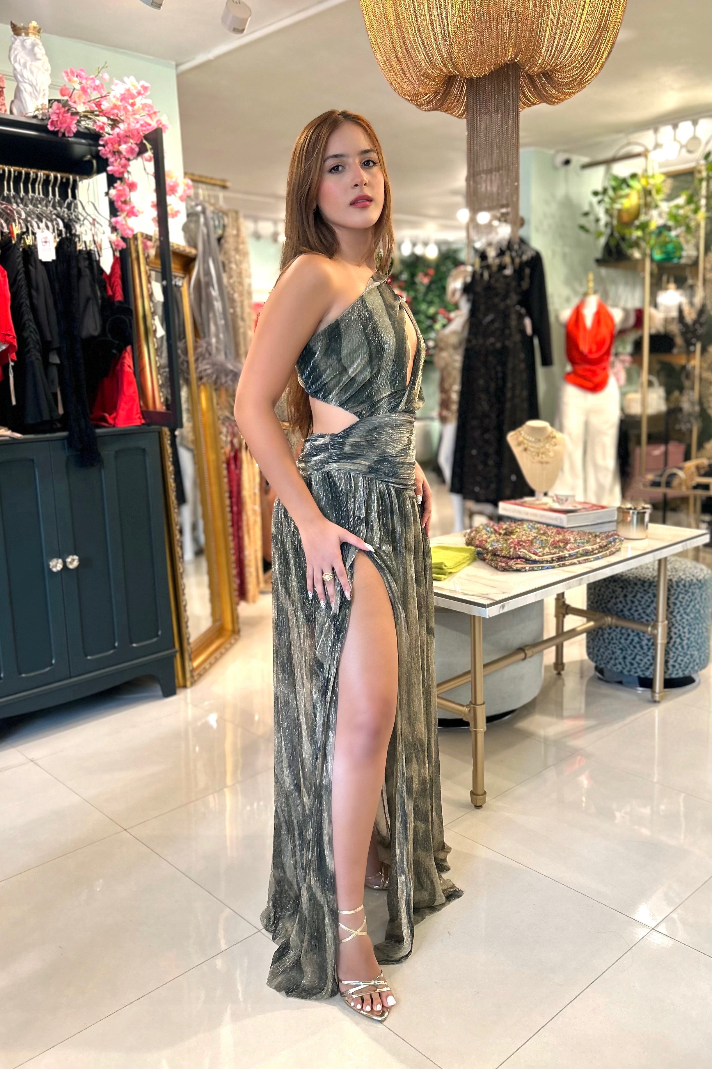 ELORA METALIC MAXI DRESS