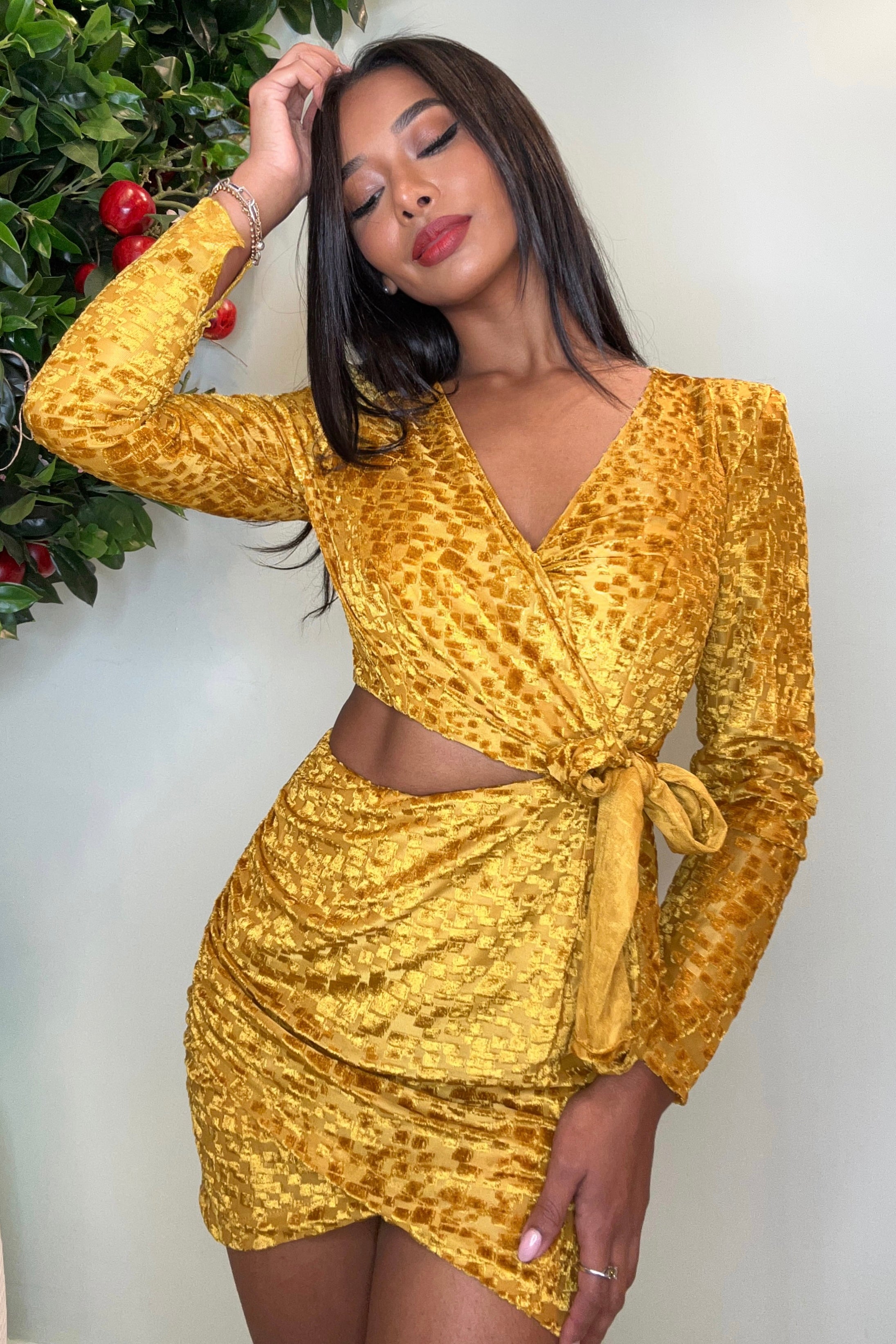VELVET MUSTARD DRESS