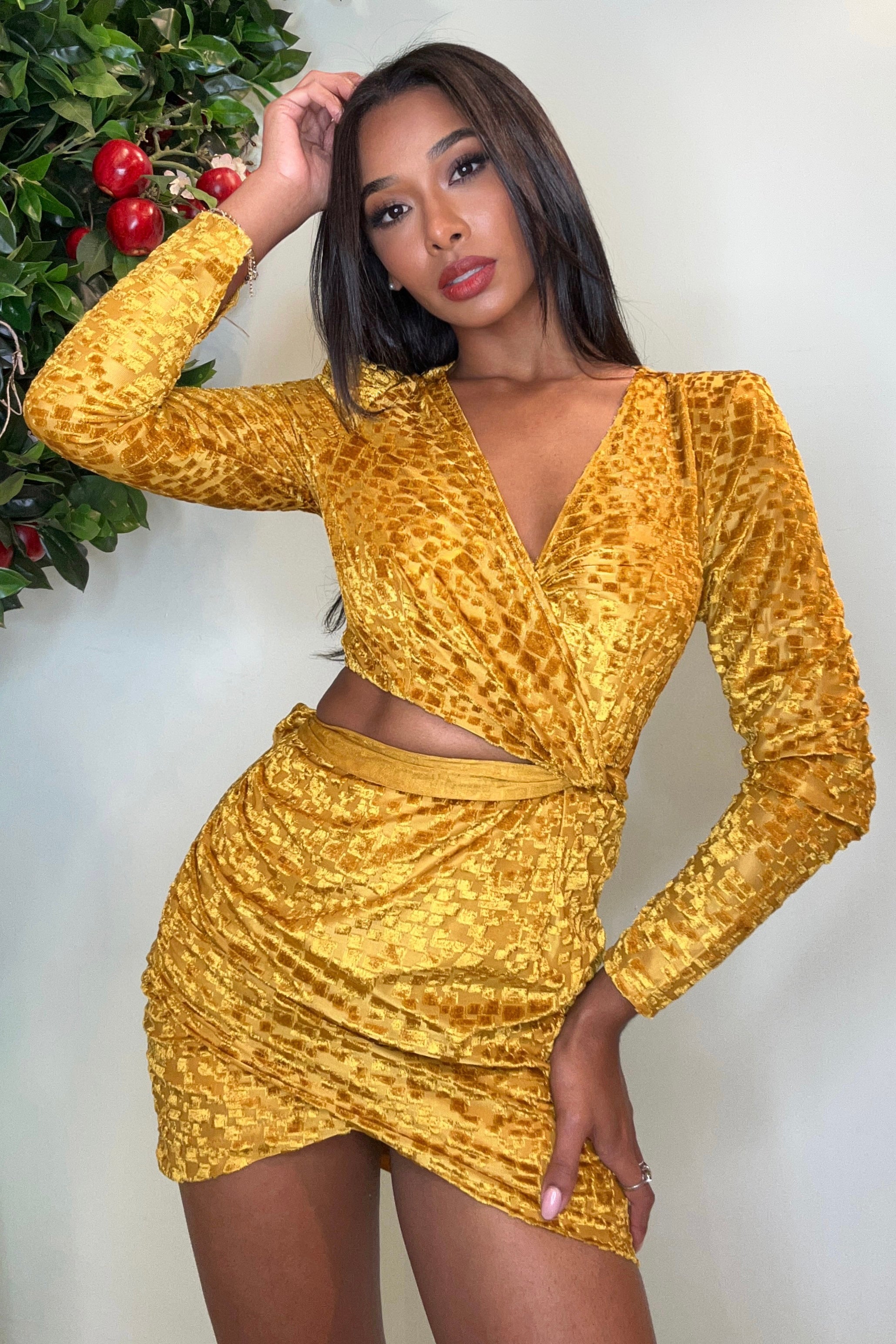VELVET MUSTARD DRESS