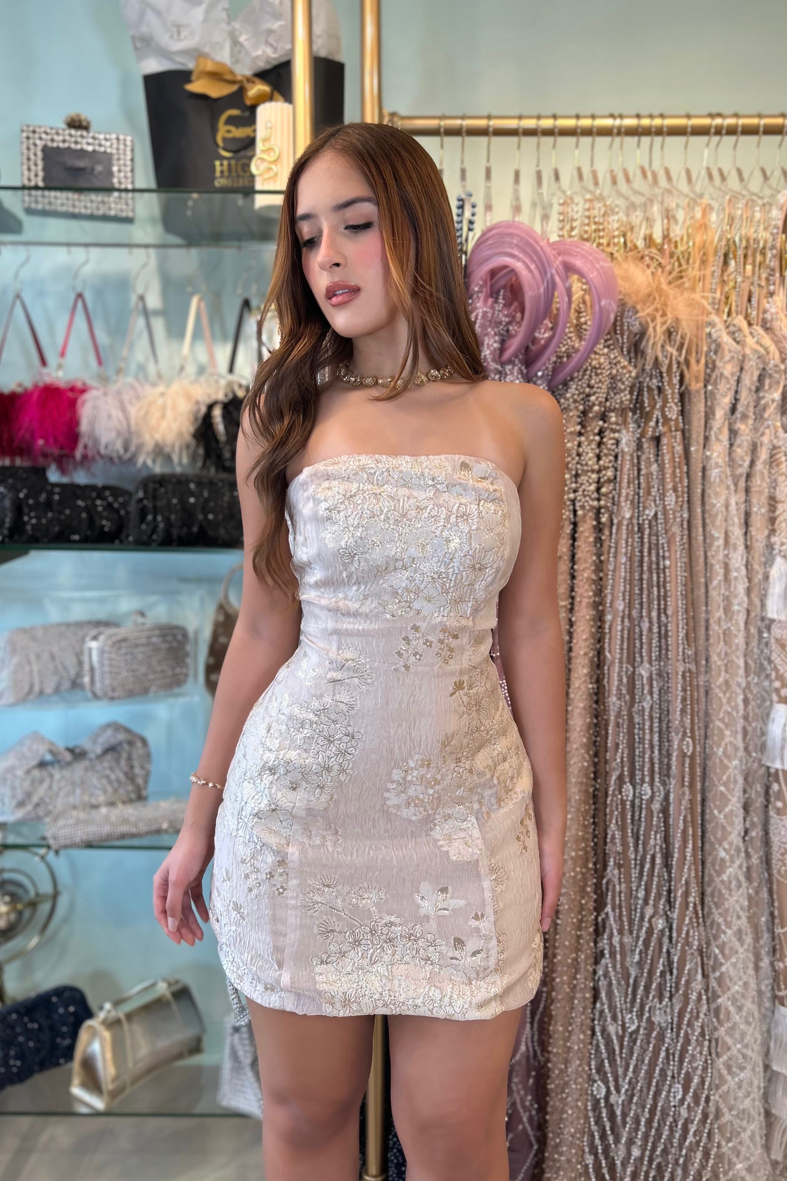 ORIAH JACQUARD MINI DRESS