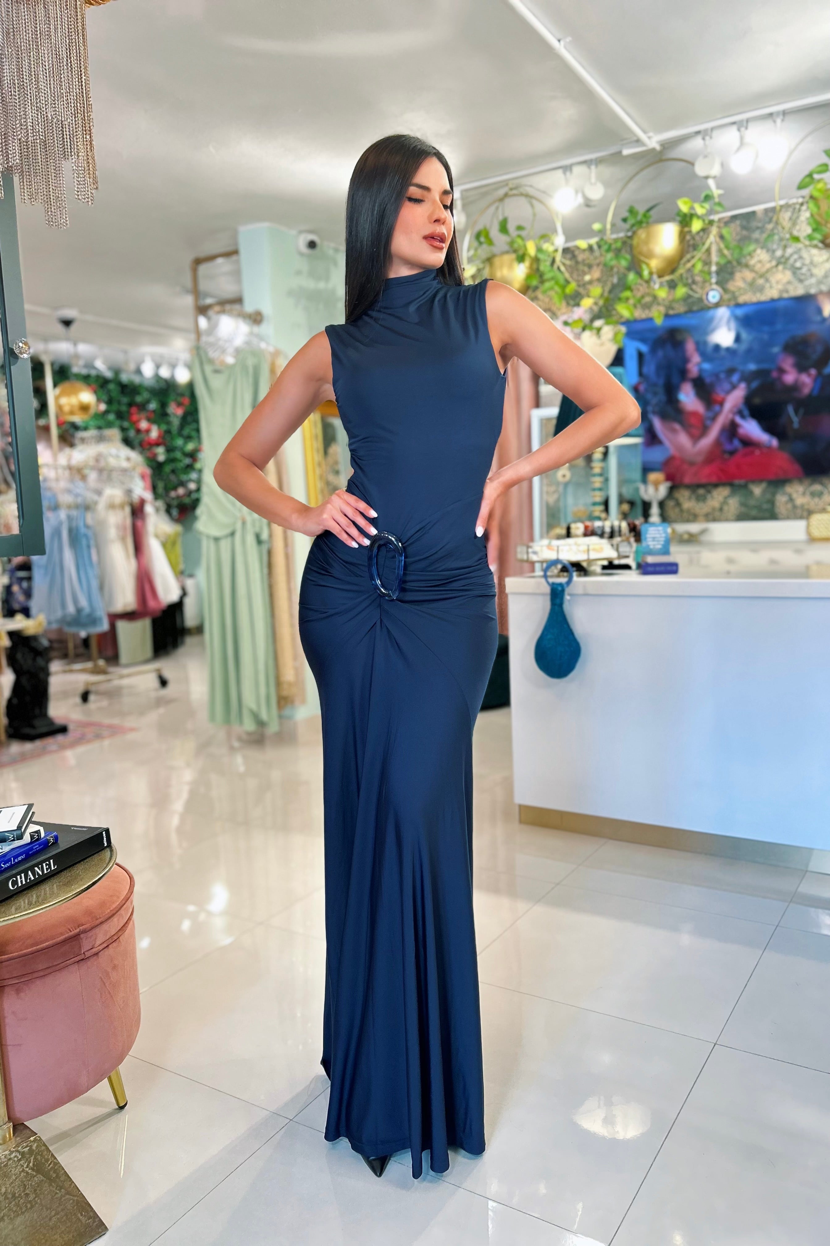 NELLA NAVY LONG DRESS