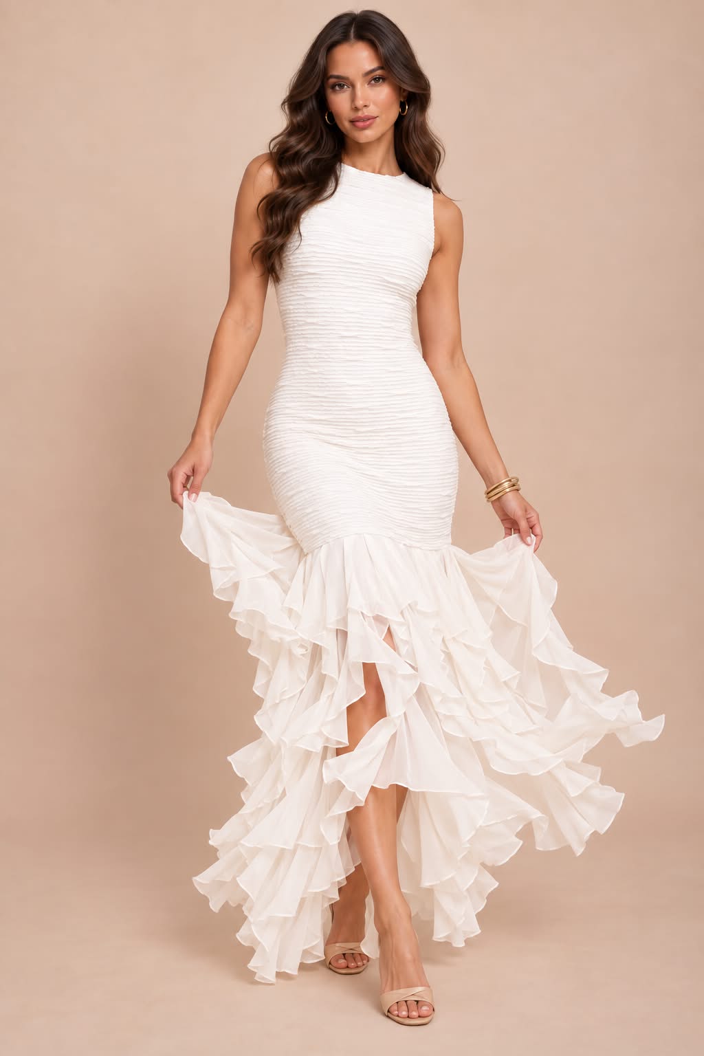 AZIZI RUFFLE HEM IVORY