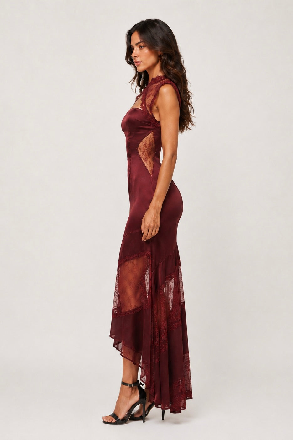 KASSIA SATIN LACE MAXI DRESS