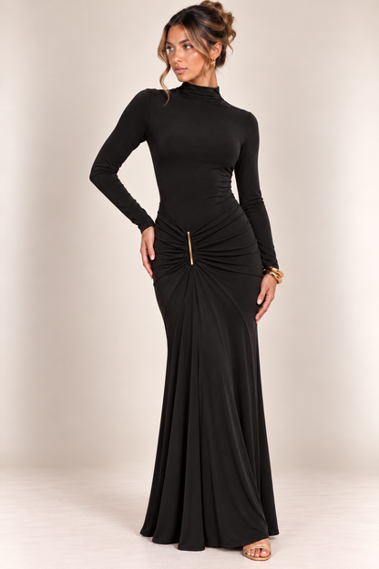 ORIANNE LONG SLEEVE BACKLES MAXI DRESS