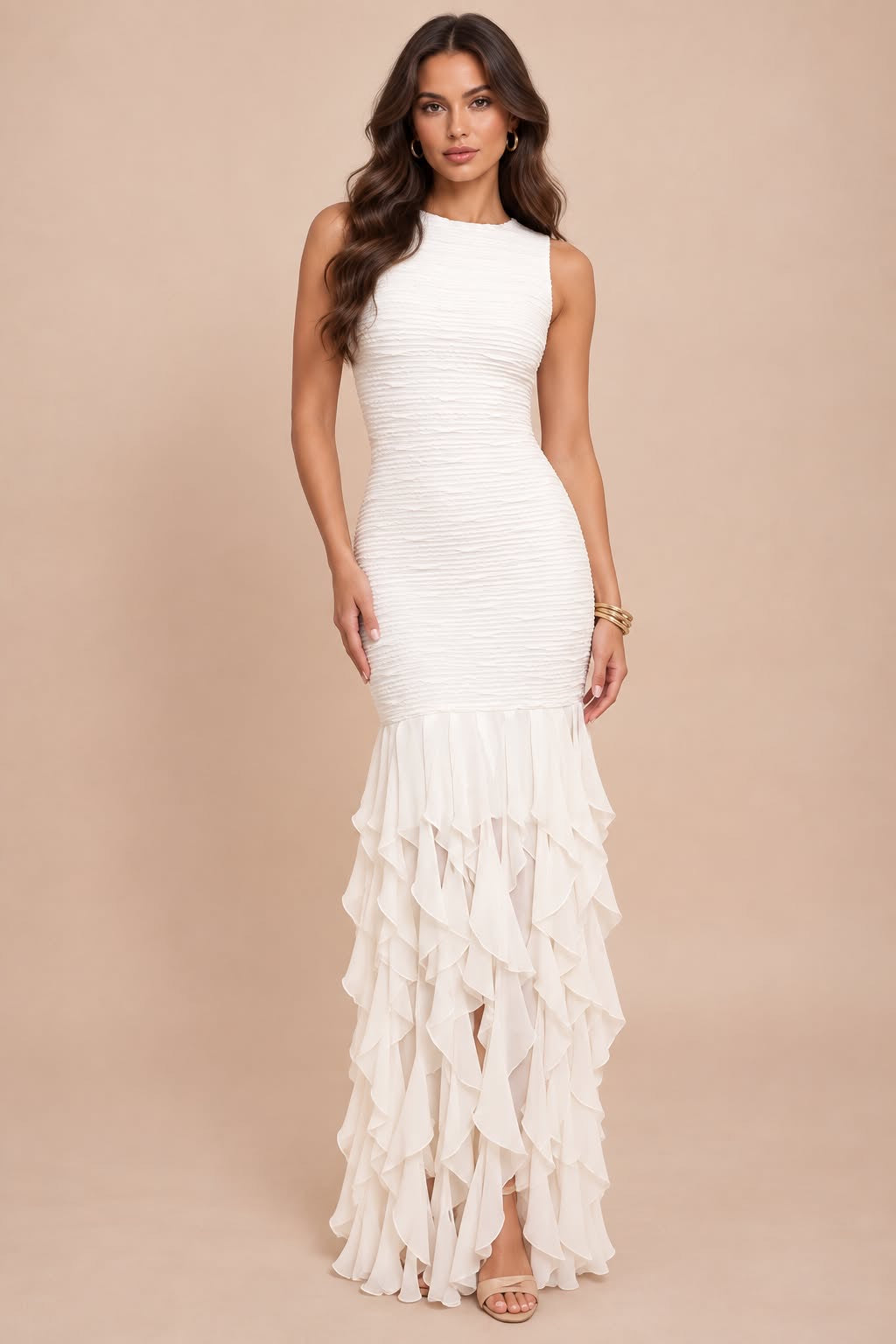 AZIZI RUFFLE HEM IVORY