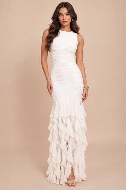 AZIZI RUFFLE HEM IVORY