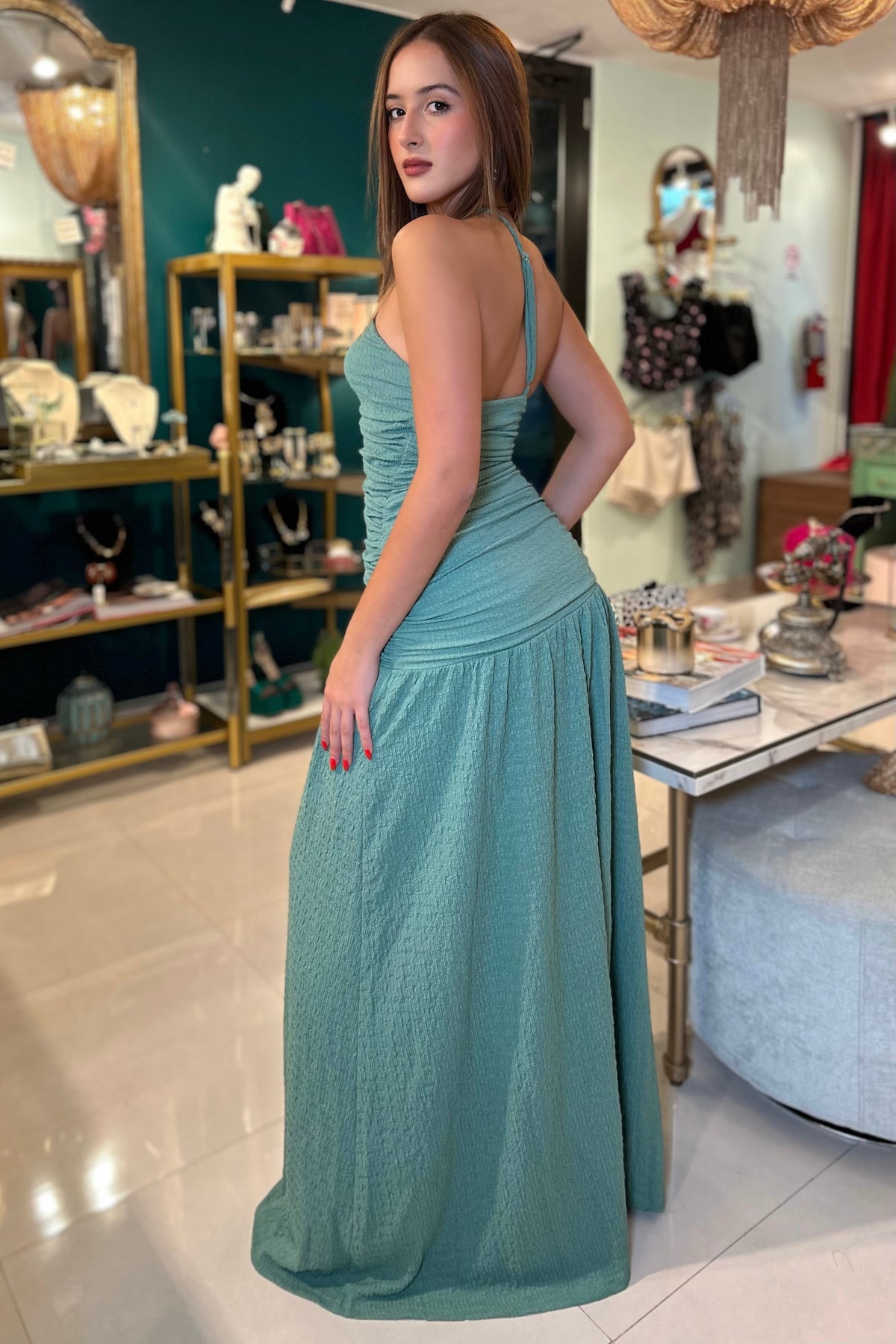 LUNÉA MAXI ASIMETRICAL OFF SHOULDER