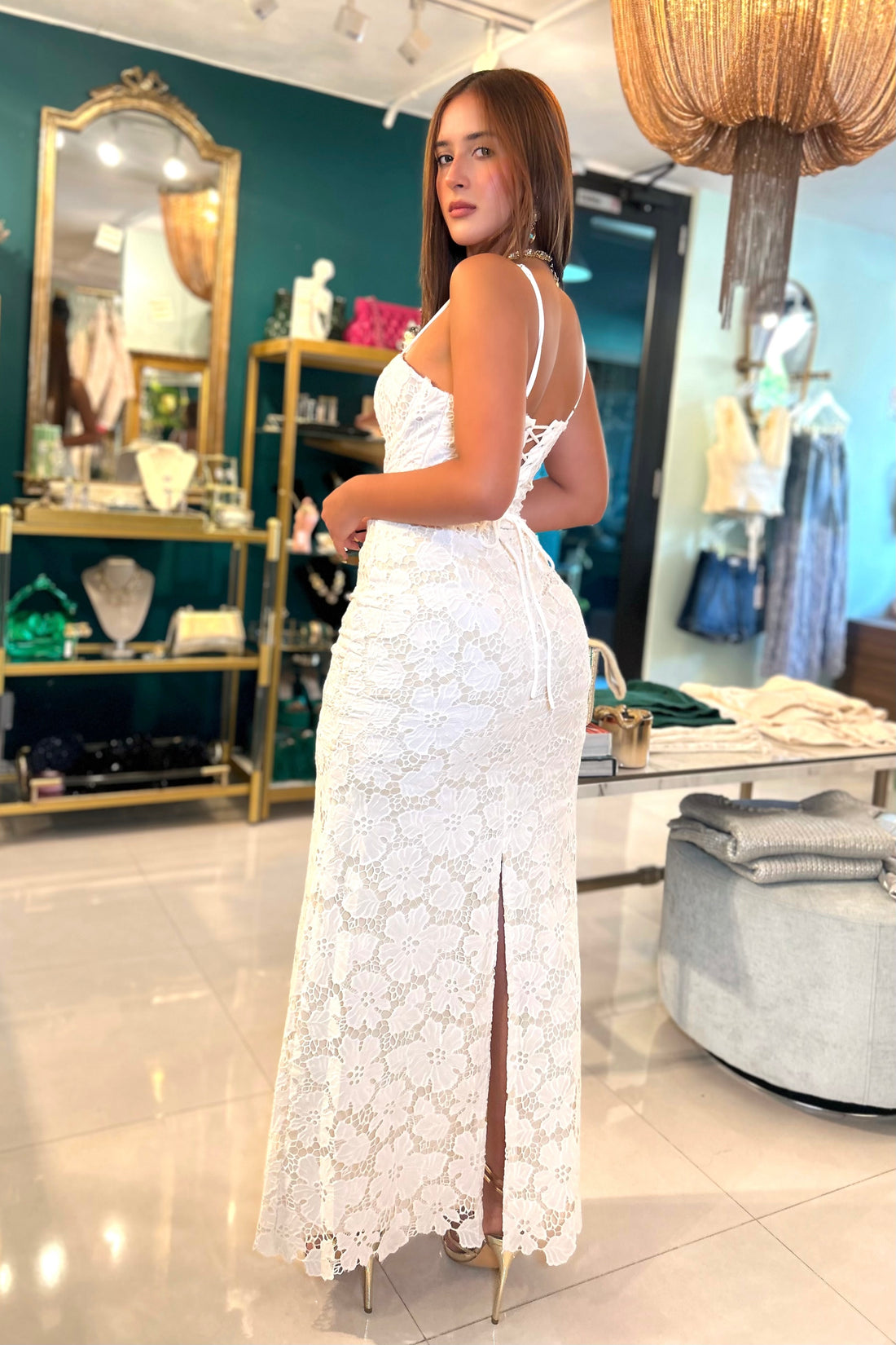 EVA SEQUIN LACE MAXI SKIRT SET