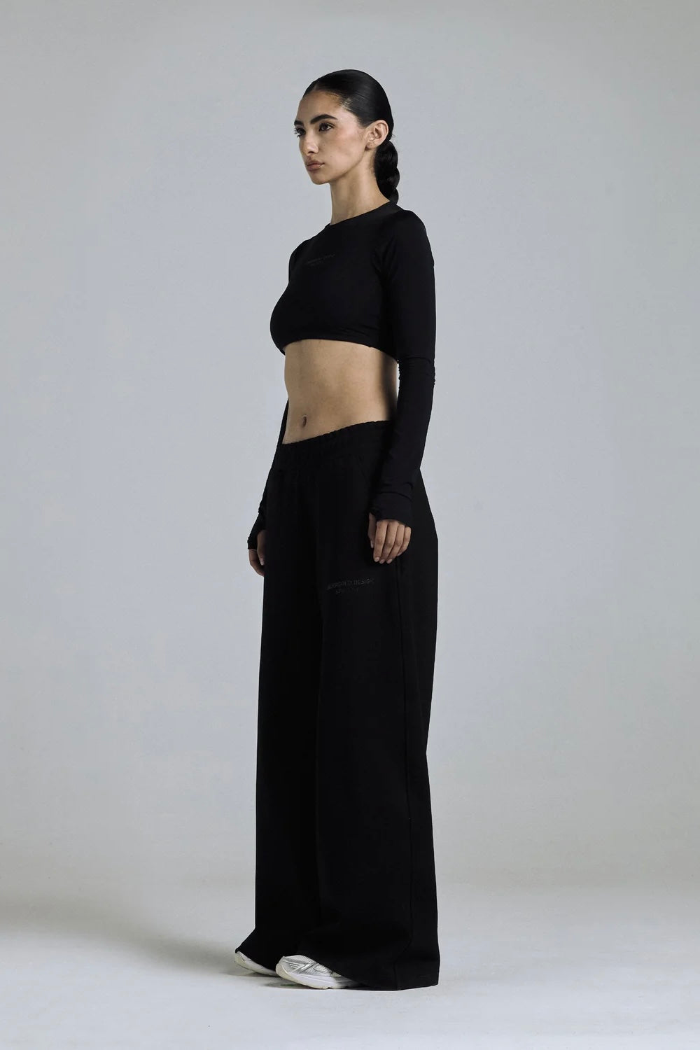W BASIC WIDE STRAIGHTPANTS BLACK