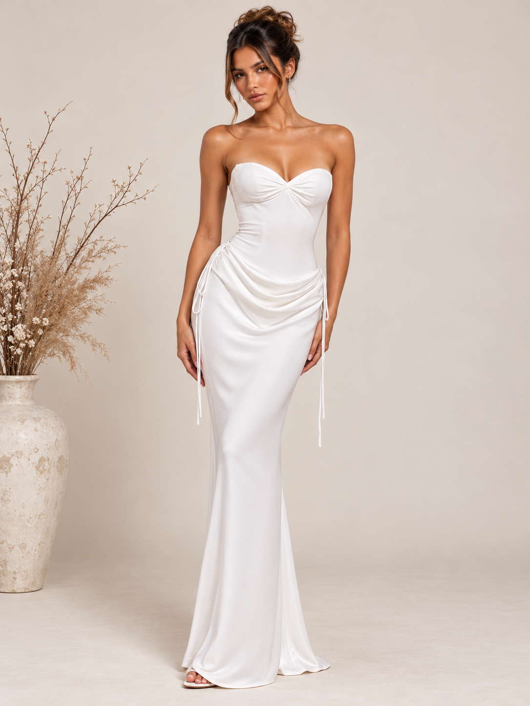 DREBELLA CORSET GOWN IN WHITE