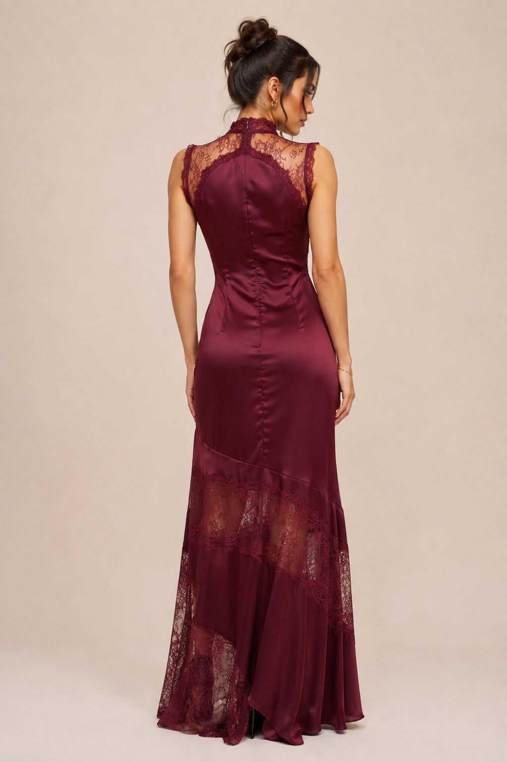 KASSIA SATIN LACE CUTOUT DRESS