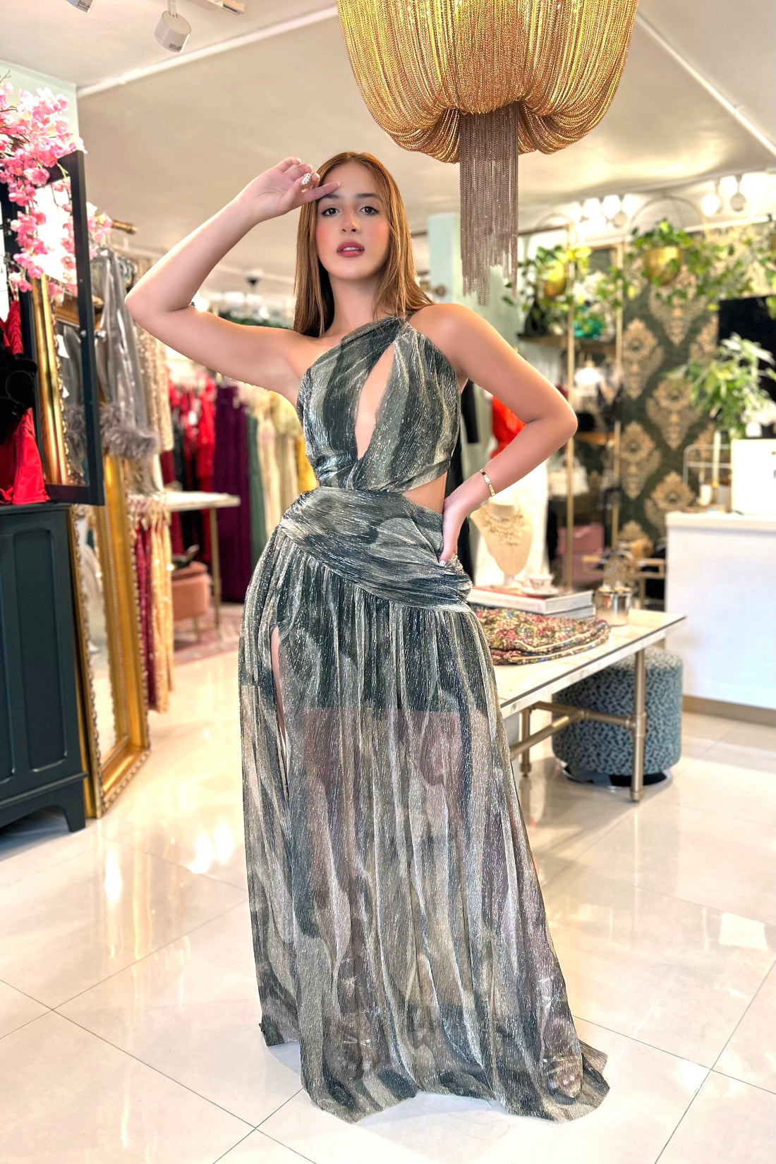 ELORA METALIC MAXI DRESS