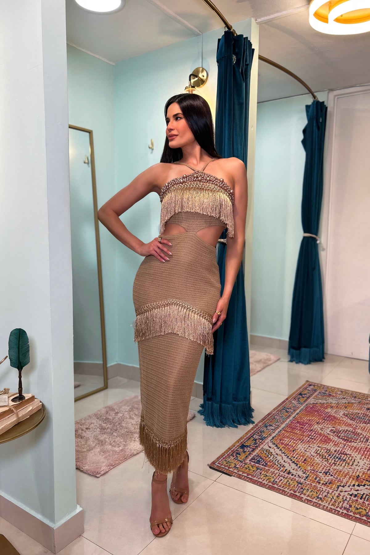 VAELIA PEARL CROCHET DRESS
