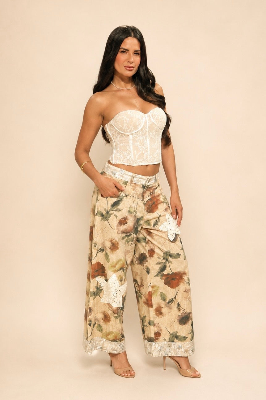 HUDSON FLORAL STRAIGHT FIT PANTS