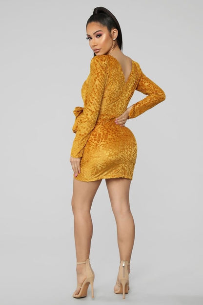 VELVET MUSTARD DRESS
