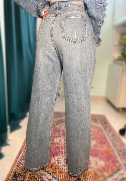 HIGH RISE WIDE LEG- LIGHT DENIM