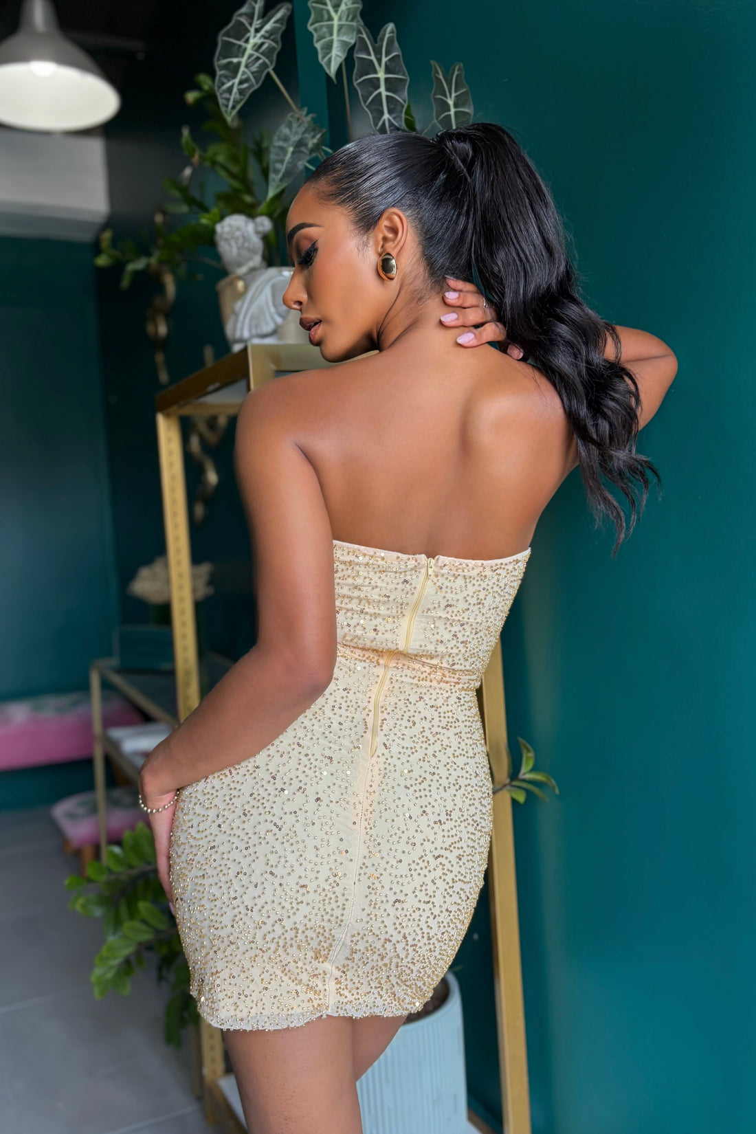 CLARIE GOLDEN MINI DRESS