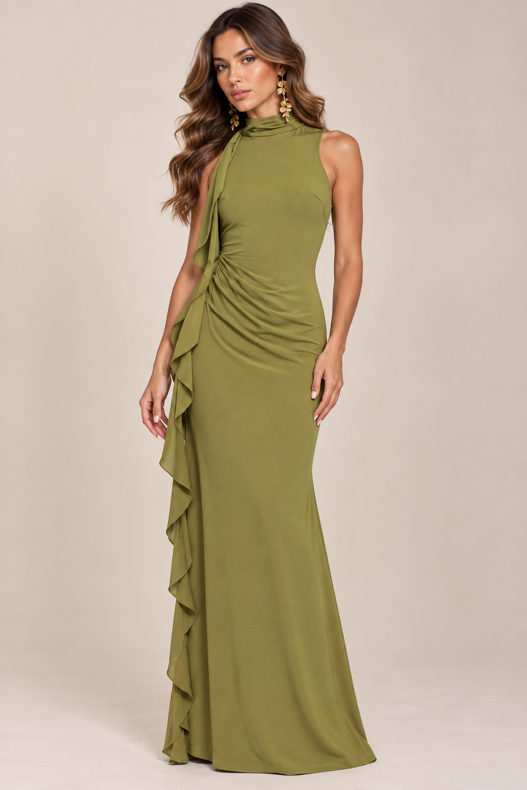 ZAVANI CHARTREUSE FORMAL DRESS