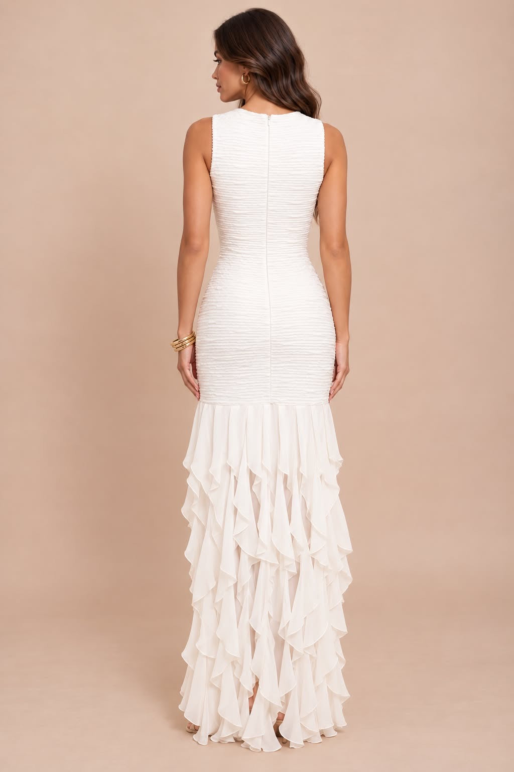 AZIZI RUFFLE HEM IVORY