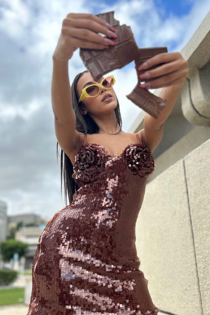 KAMIKO SEQUIN CHOCO DRESS