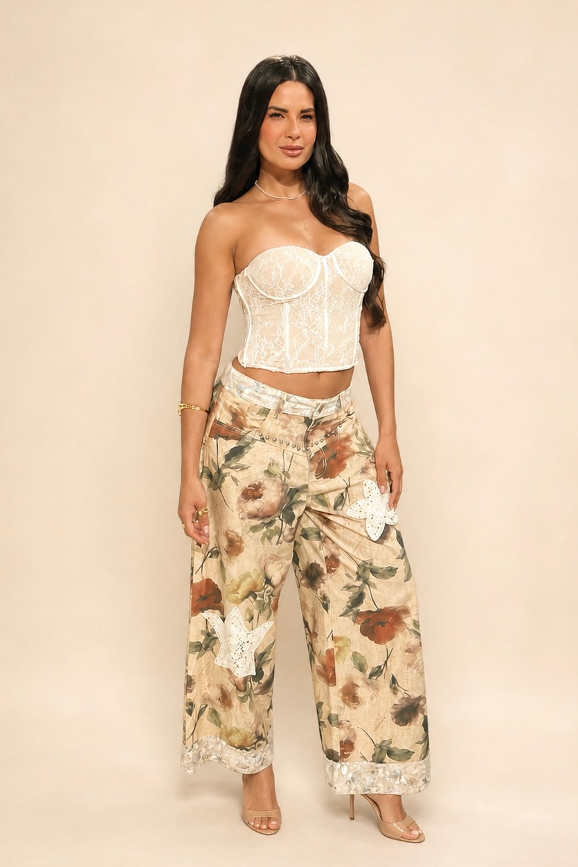 HUDSON FLORAL STRAIGHT FIT PANTS