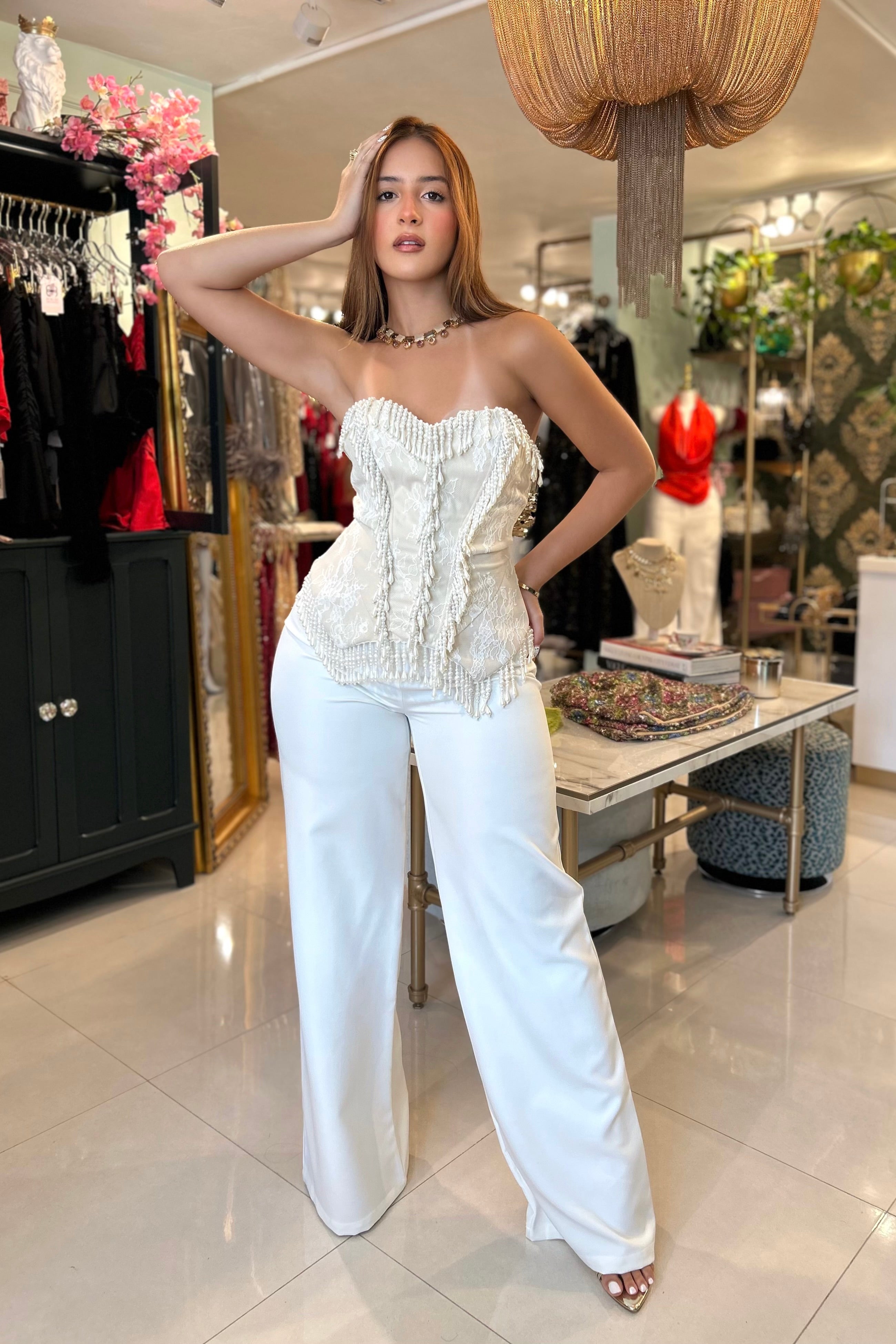 MARYLEE VINTAGE BEADED PANT SET