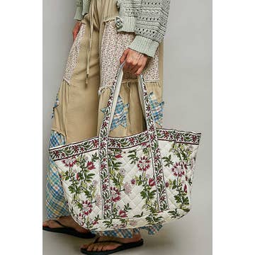 BOHEMIAN FLORAL PRINT TOTE BAG