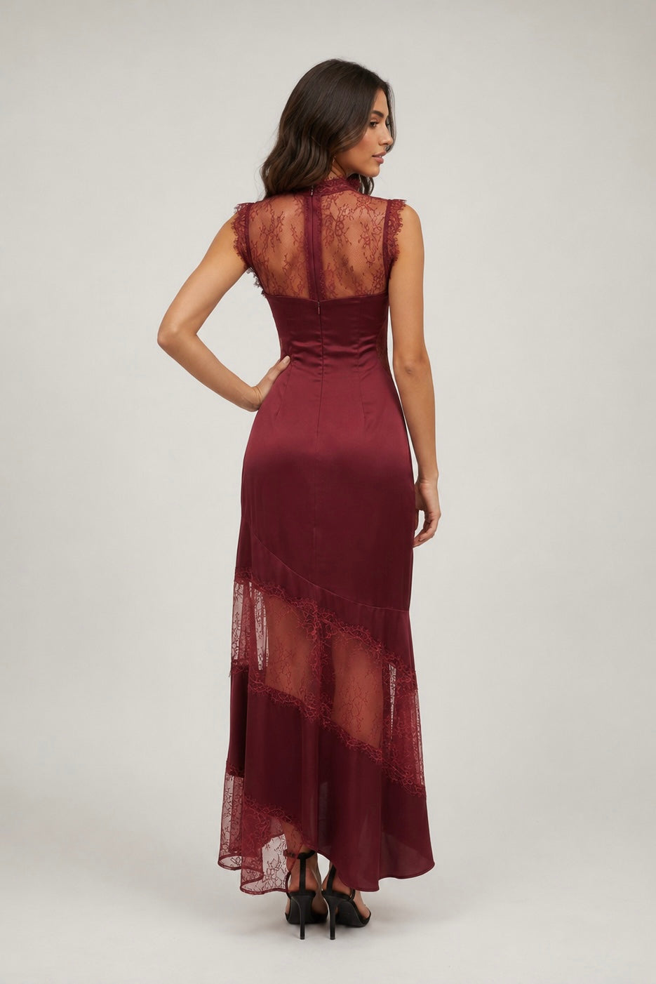 KASSIA SATIN LACE MAXI DRESS