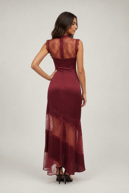 KASSIA SATIN LACE MAXI DRESS