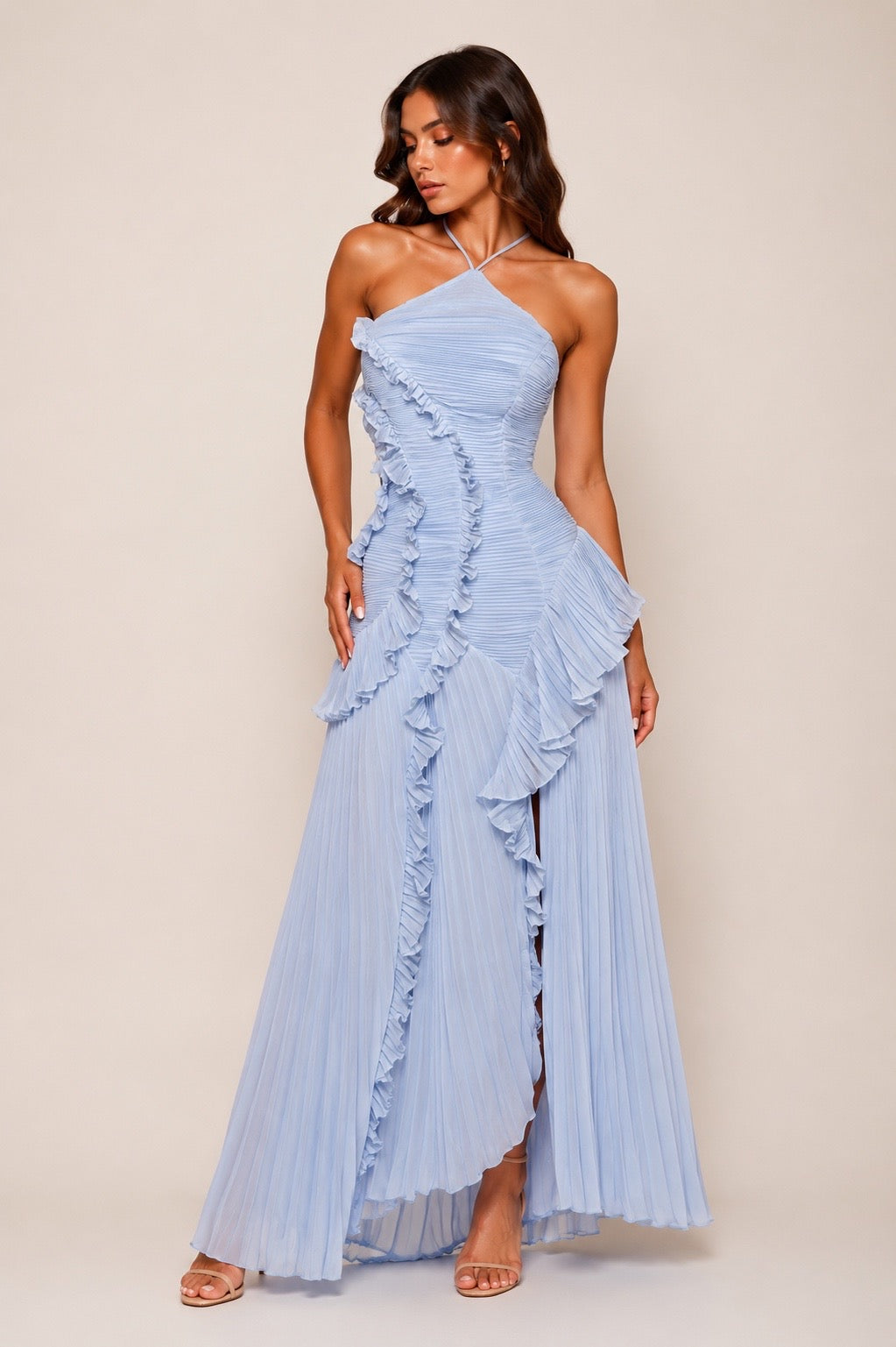 CECILINA BLUE MIDI DRESS