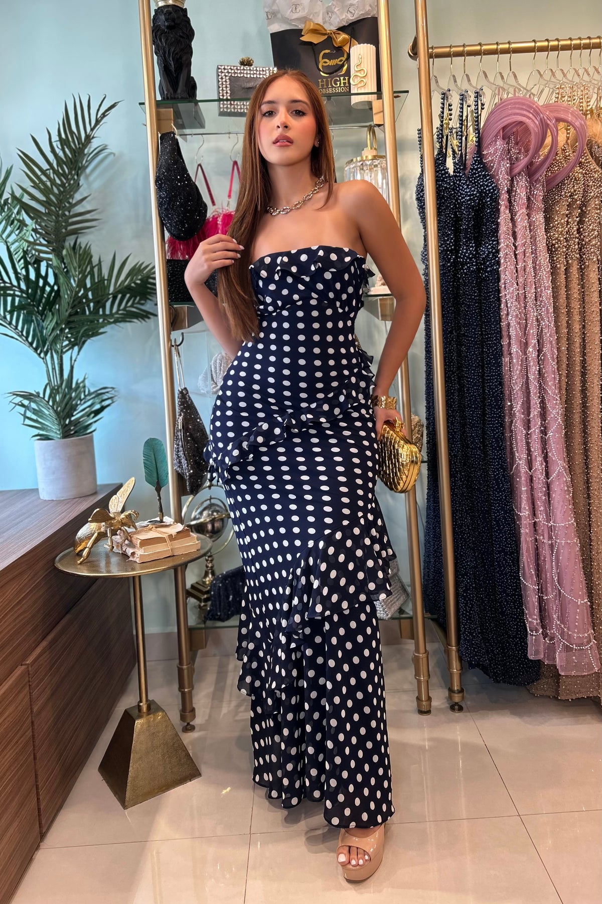 LYX NAVY DOTS DRESS