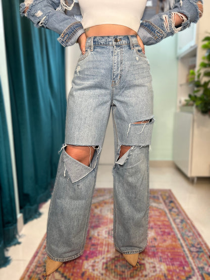 HIGH RISE WIDE LEG- LIGHT DENIM