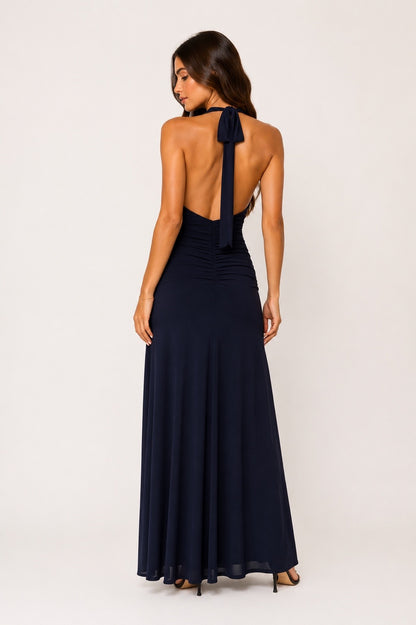 ZARIA HALTER NAVY MAXY DRESS