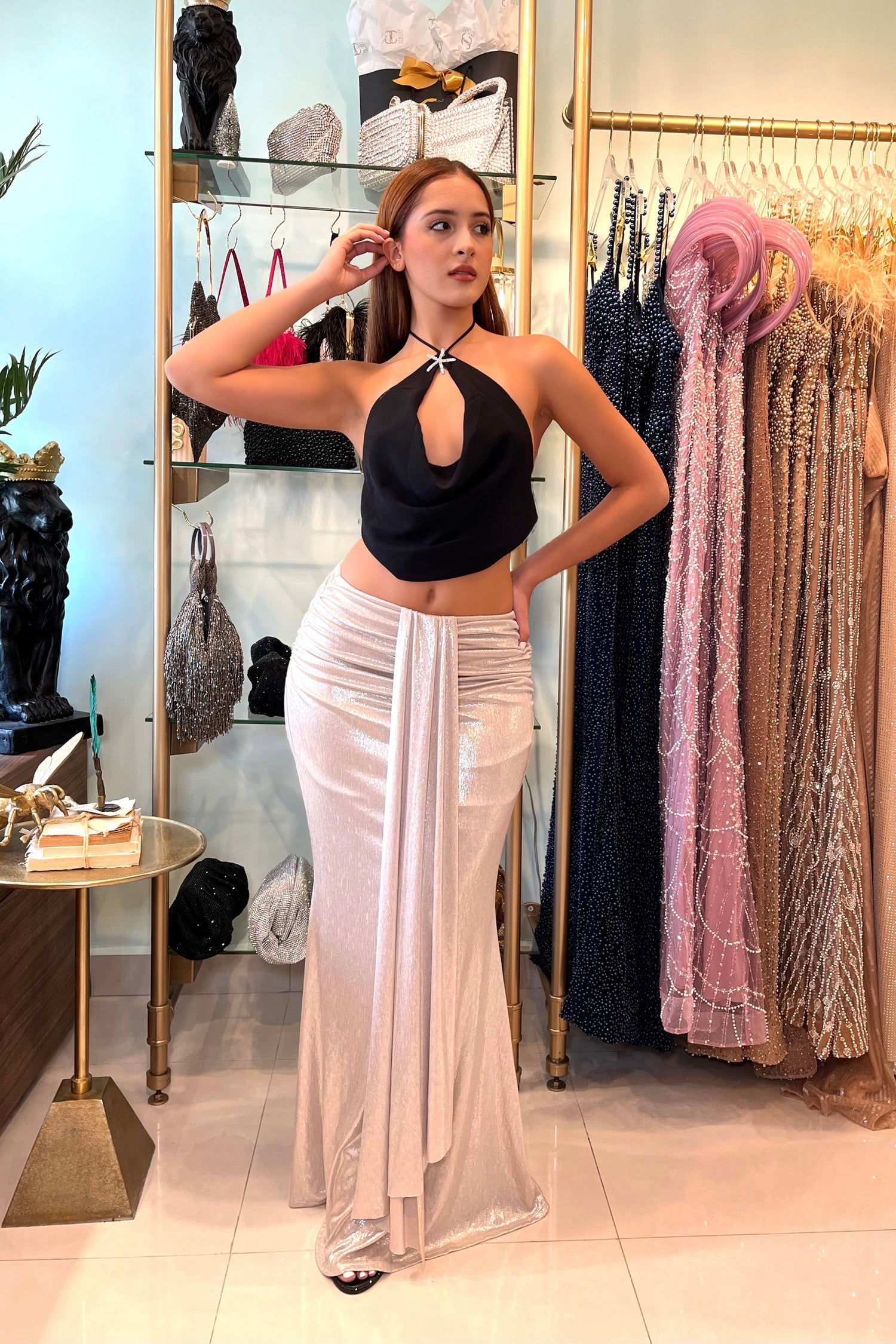 ORIELLE DRAPED MAXI SKIRT